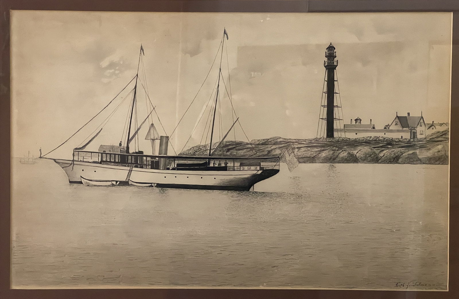 MARBLEHEAD PRINT SIGNED LR 15 X 24 - 2