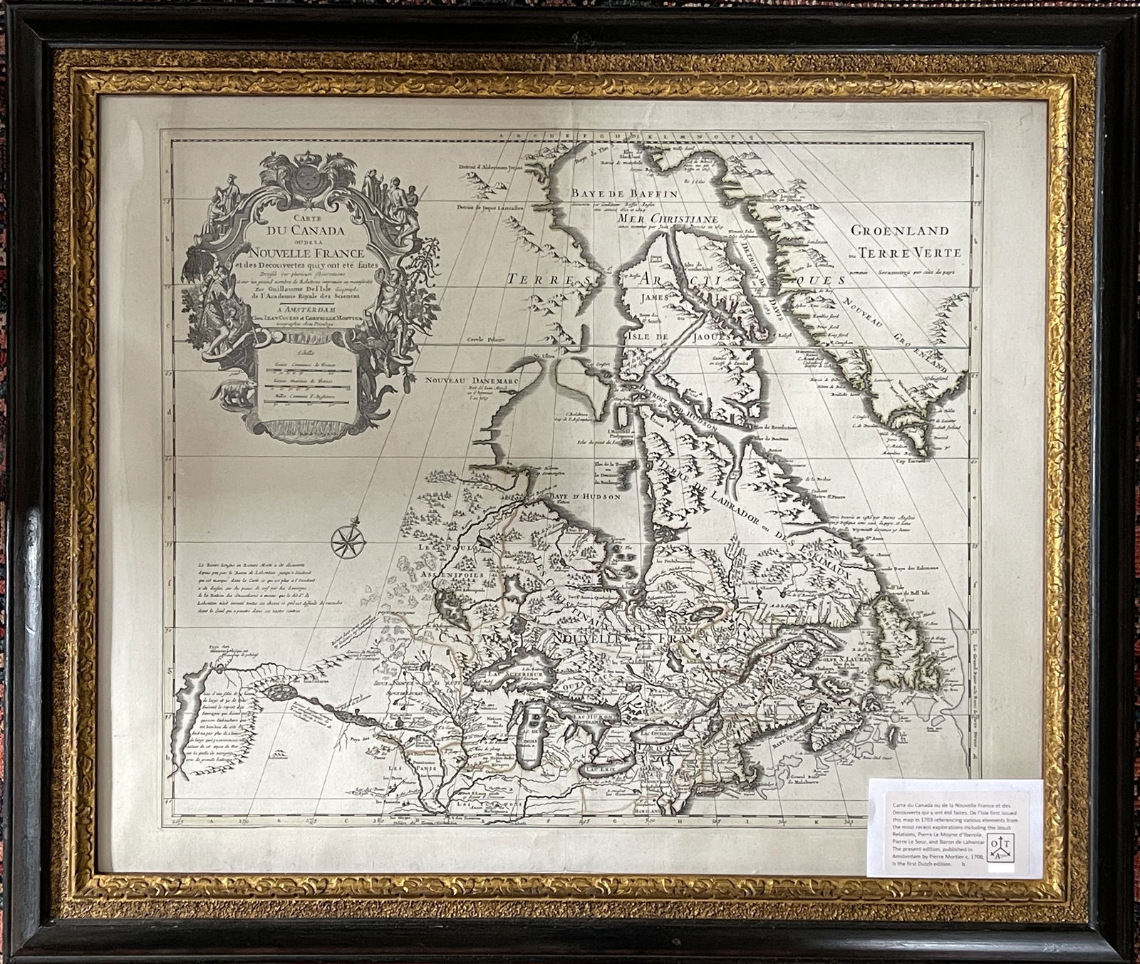 CARTE DU CANADA OU DE LA NOUVELLE FRANCE: CARTE DU CANADA OU DE LA NOUVELLE FRANCE ET DES DECOUVERTS QUI Y ONT ÉTÉ FAITES. DE I’ISLE FIRST ISSUED THIS MAP IN 1703 REFERENCING VARIOUS ELEMENTS FROM THE MOST RECENT EXPLORATIONS INCLUDING