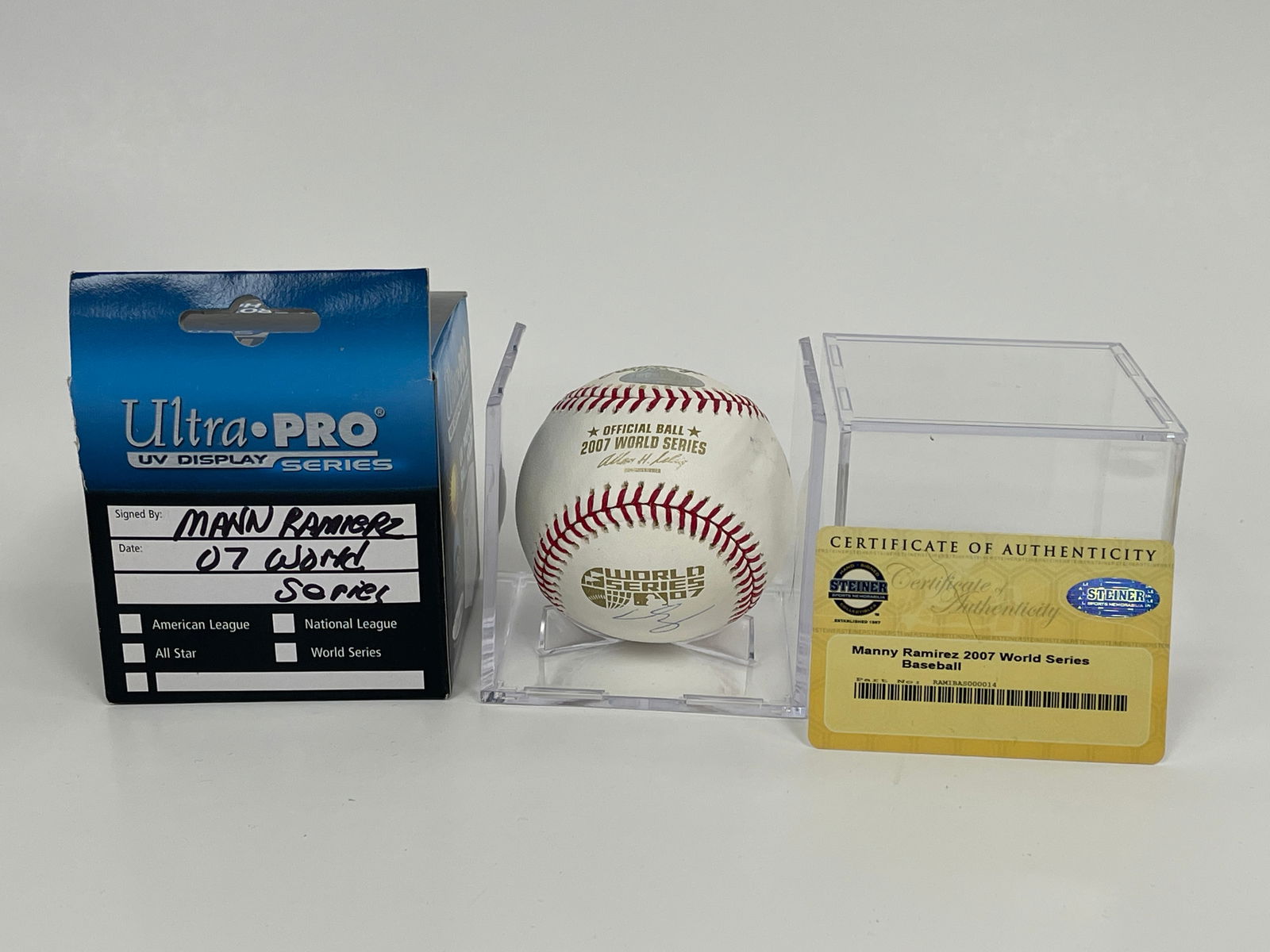 MANNY RAMIREZ 2007 WORLD SERIES SIGNED BASEBALL: MANNY RAMIREZ 2007 WORLD SERIES SIGNED BASEBALL