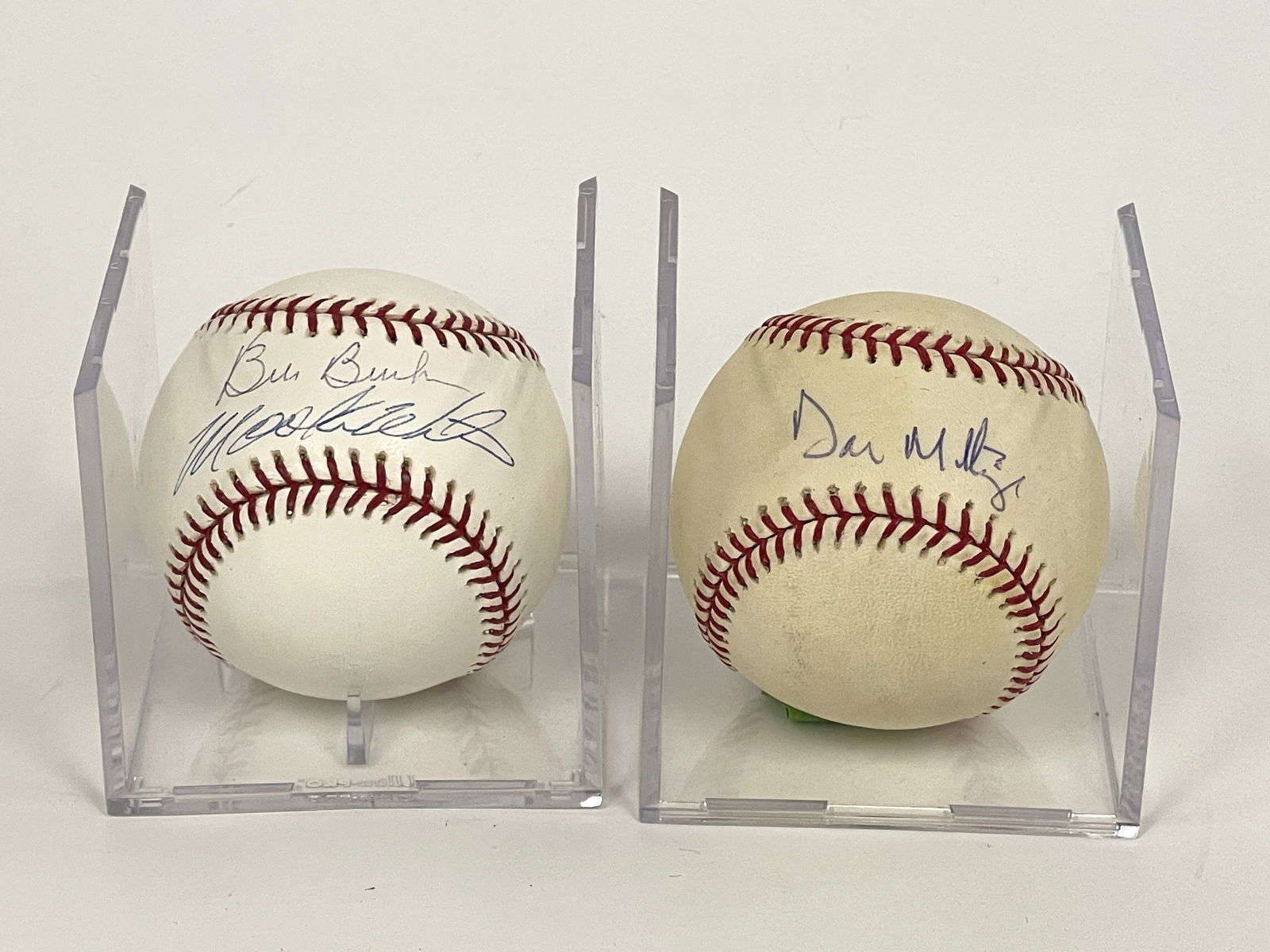 TWO BASEBALL SIGNED DON MATTINGLY , MOOKIE WILSON , BILL BUCKNER: TWO BASEBALL SIGNED DON MATTINGLY , MOOKIE WILSON , BILL BUCKNER