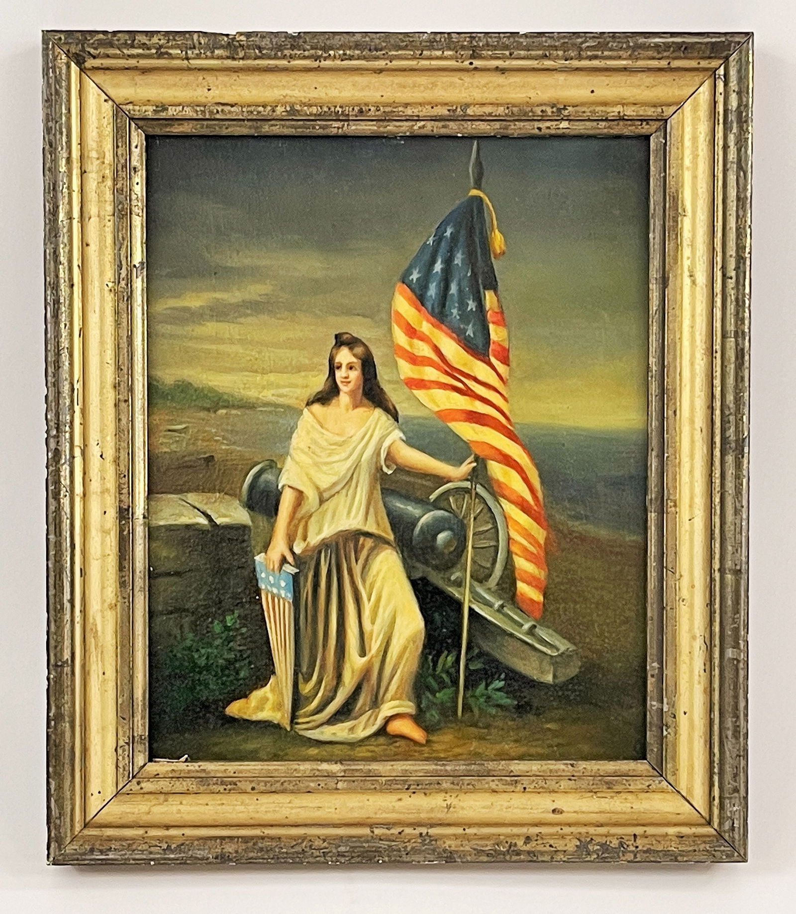 LADY LIBERTY PAINTING: LADY LIBERTY PAINTING Vibrant untouched painted surface, O/B, late 19th C, excellent condition.
