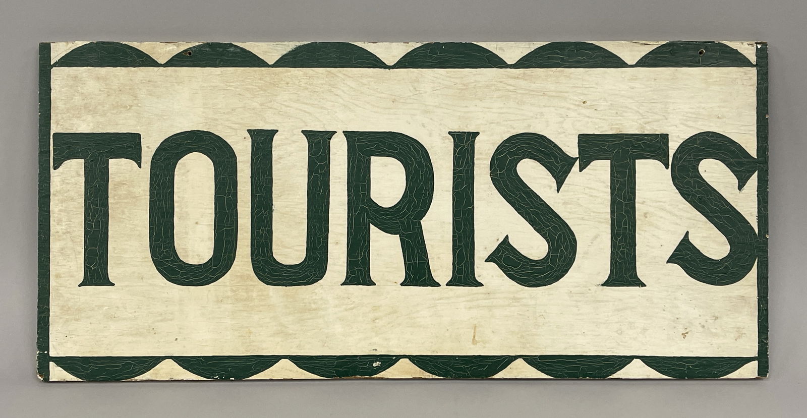 TOURISTS SIGN: TOURISTS SIGN Original paint, double sided, pine, C 1900-20, excellent condition.