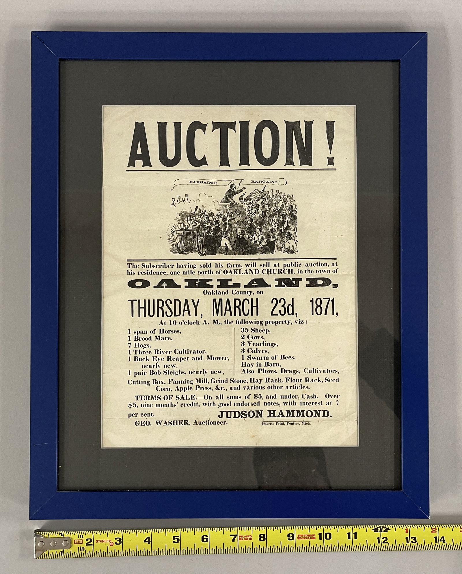 AUCTION BROADSIDE, 1871 - 3