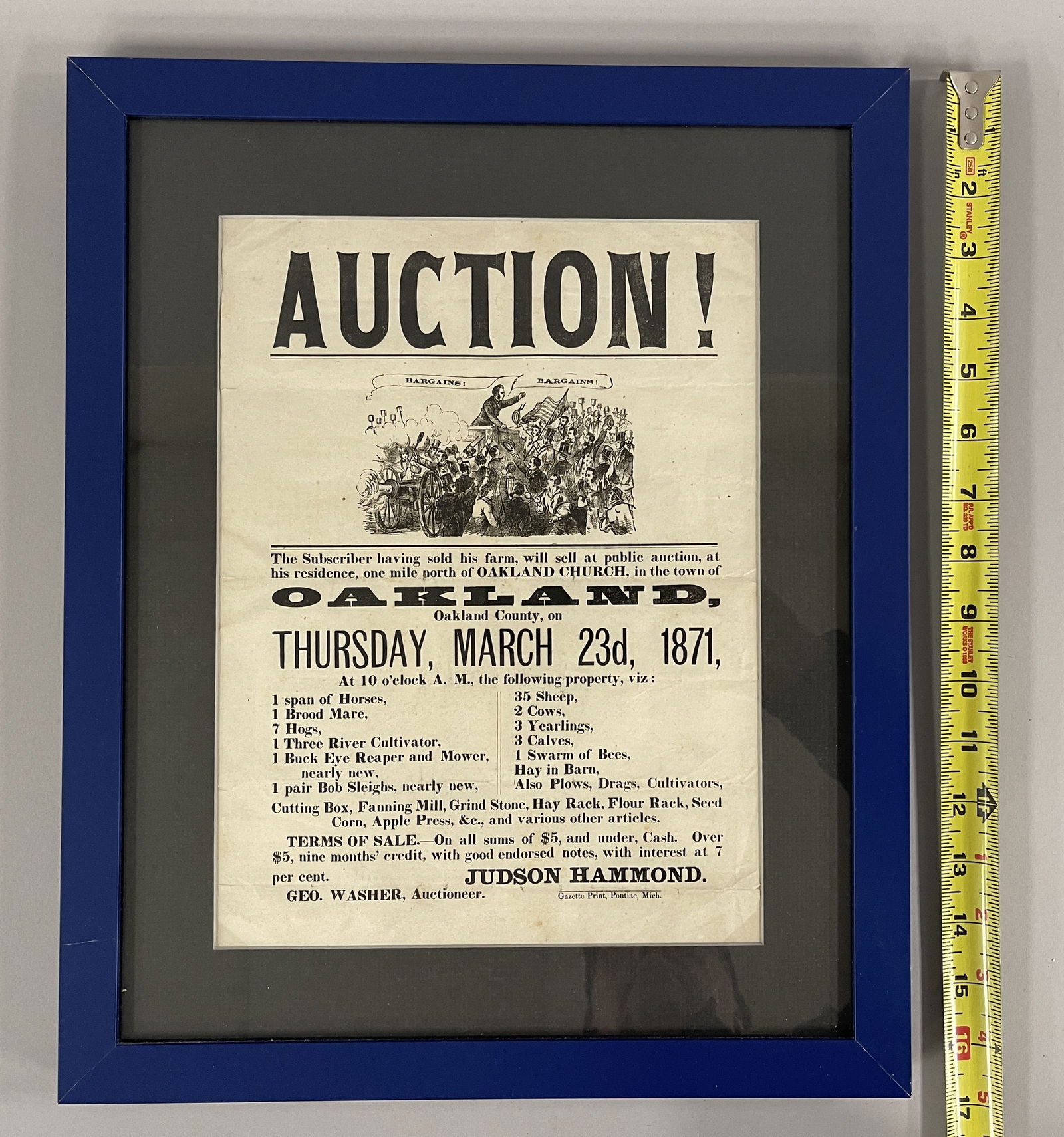 AUCTION BROADSIDE, 1871 - 4
