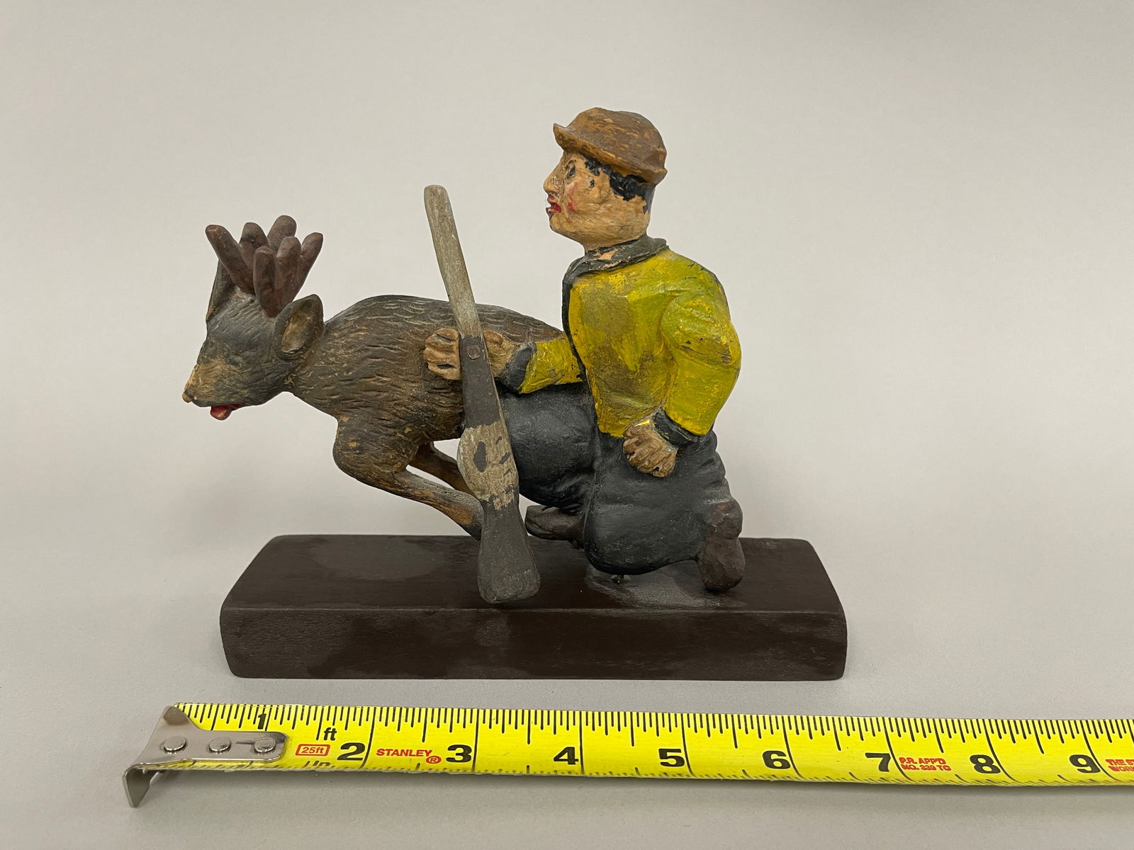 CARVED HUNTER WITH DEER - 3