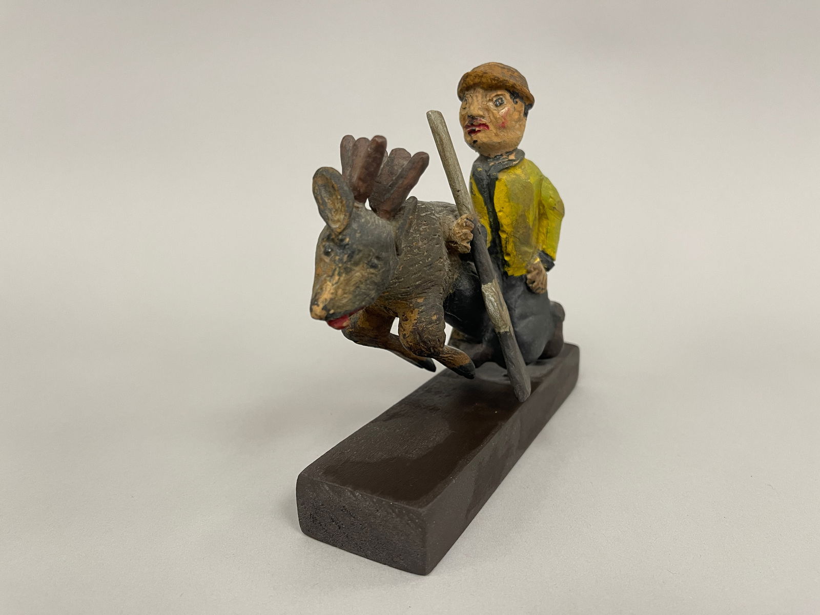 CARVED HUNTER WITH DEER - 4