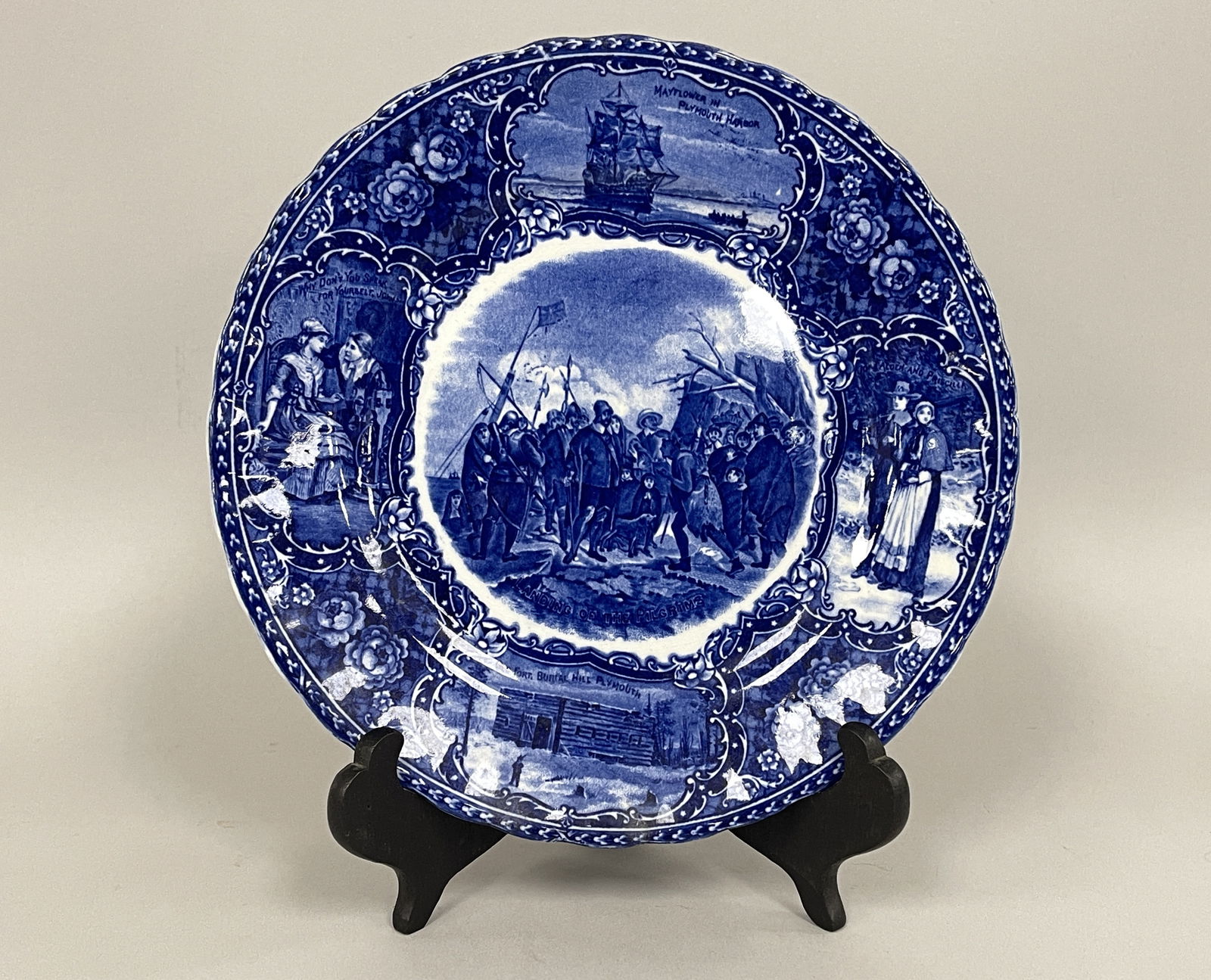 PLYMOUTH ROCK LANDING PLATE: PLYMOUTH ROCK LANDING PLATE Dated 1905, glazed ceramic, excellent condition.