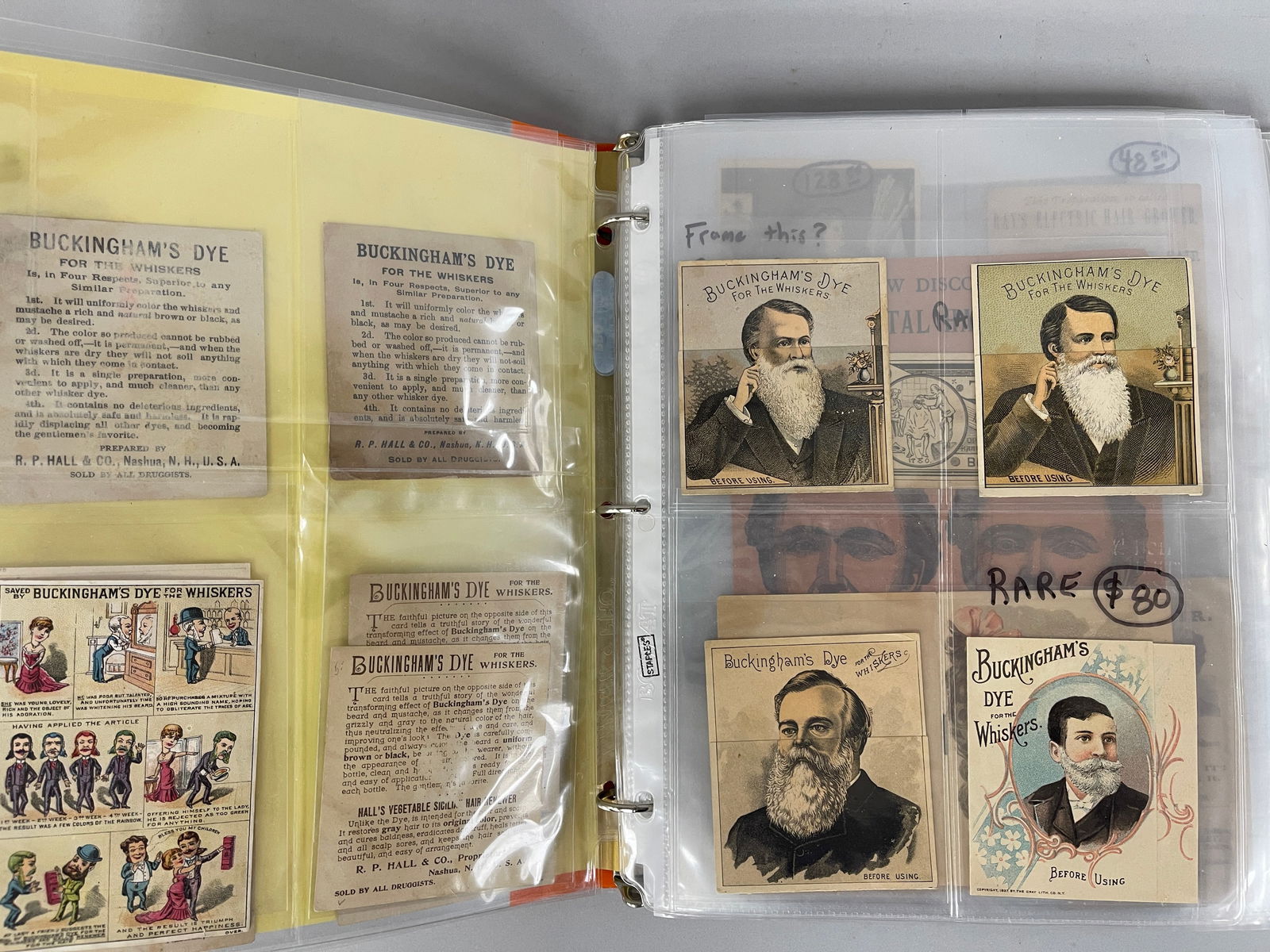 LARGE TRADE CARDS ALBUM: LARGE TRADE CARDS ALBUM Well preserved,APPROXIMATELY 135 plus colorful examples, late 19th C, excellent condition.