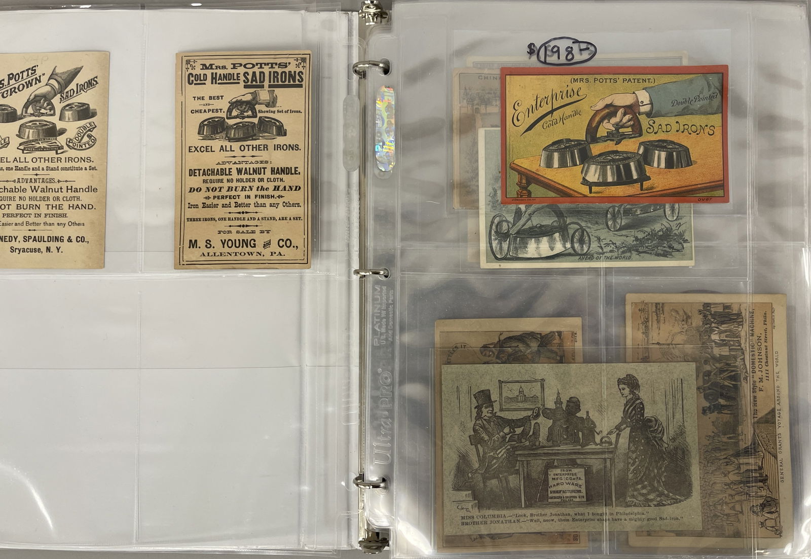 LARGE TRADE CARDS ALBUM: LARGE TRADE CARDS ALBUM Well preserved, APPROXIMATELY 45 plus colorful examples, late 19th C, excellent condition.