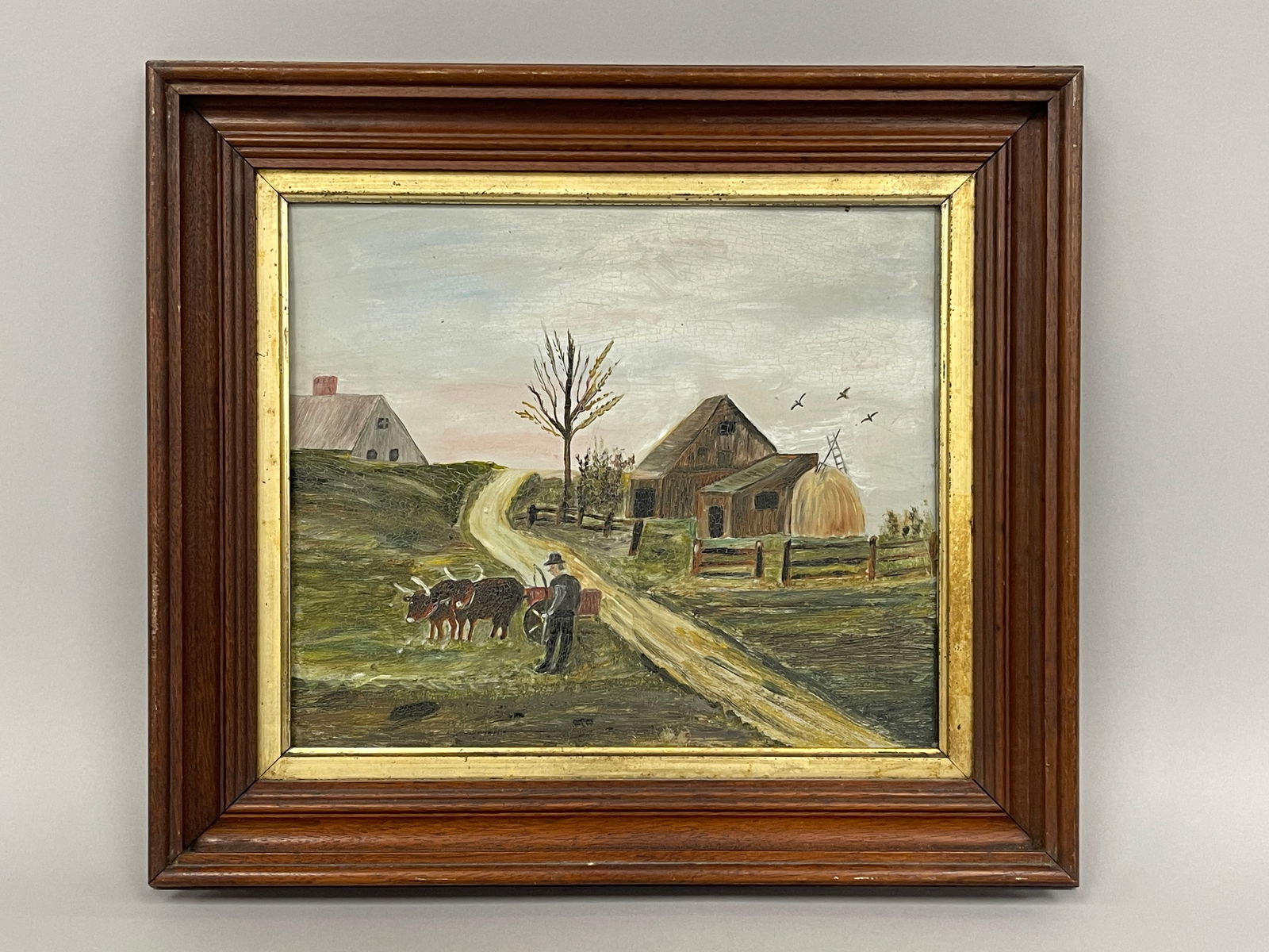 HAYING SCENE PAINTING: HAYING SCENE PAINTING O/C, late 19th C, excellent condition.