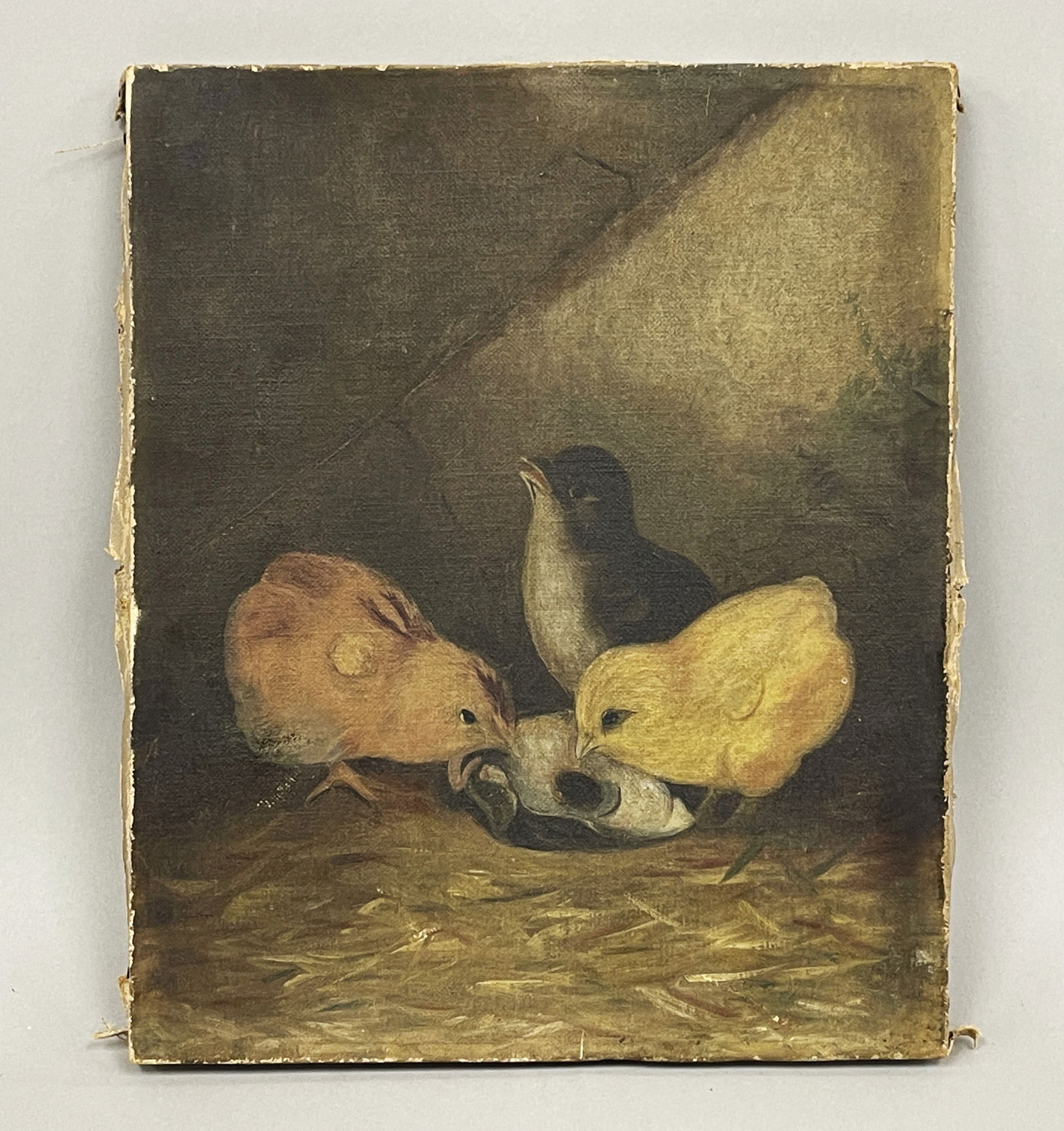 PAINTING, CHICKS: PAINTING, CHICKS O/C, C 1900, excellent condition.