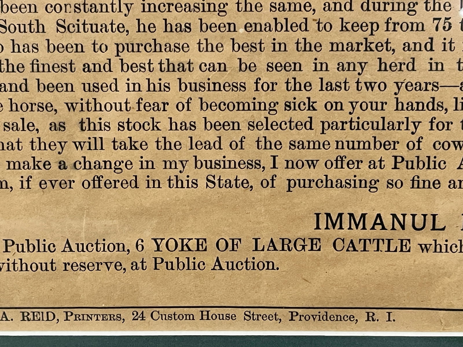 AUCTION BROADSIDE, 1889 - 5