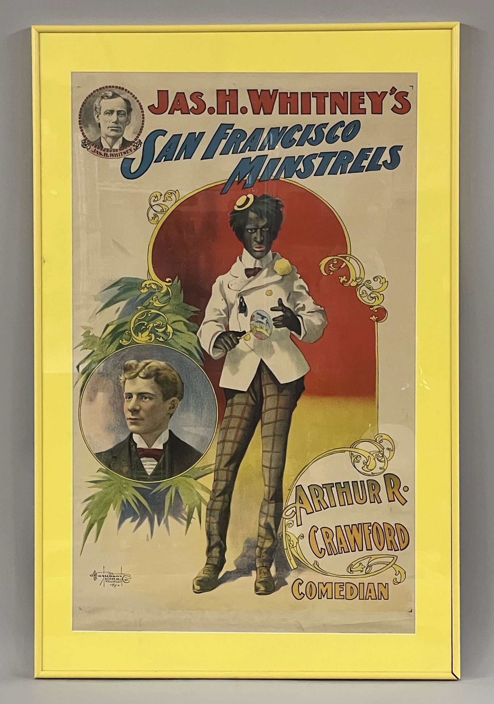 BROADSIDE, SAN FRANCISCO MINSTRELS: BROADSIDE, SAN FRANCISCO MINSTRELS Vibrant colors, late 19th C, modern framed, excellent condition.