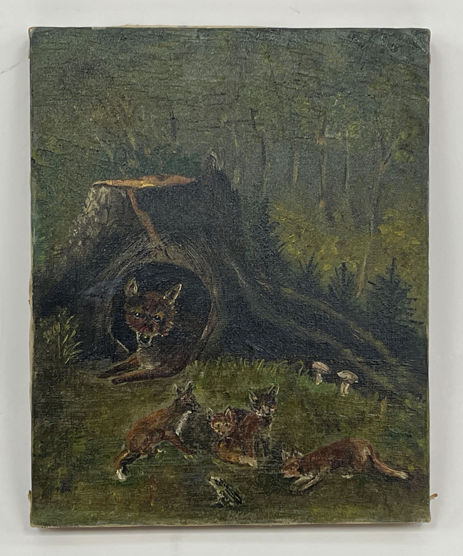 FOXES PAINTING: FOXES PAINTING O/C, late 19th C, excellent condition.