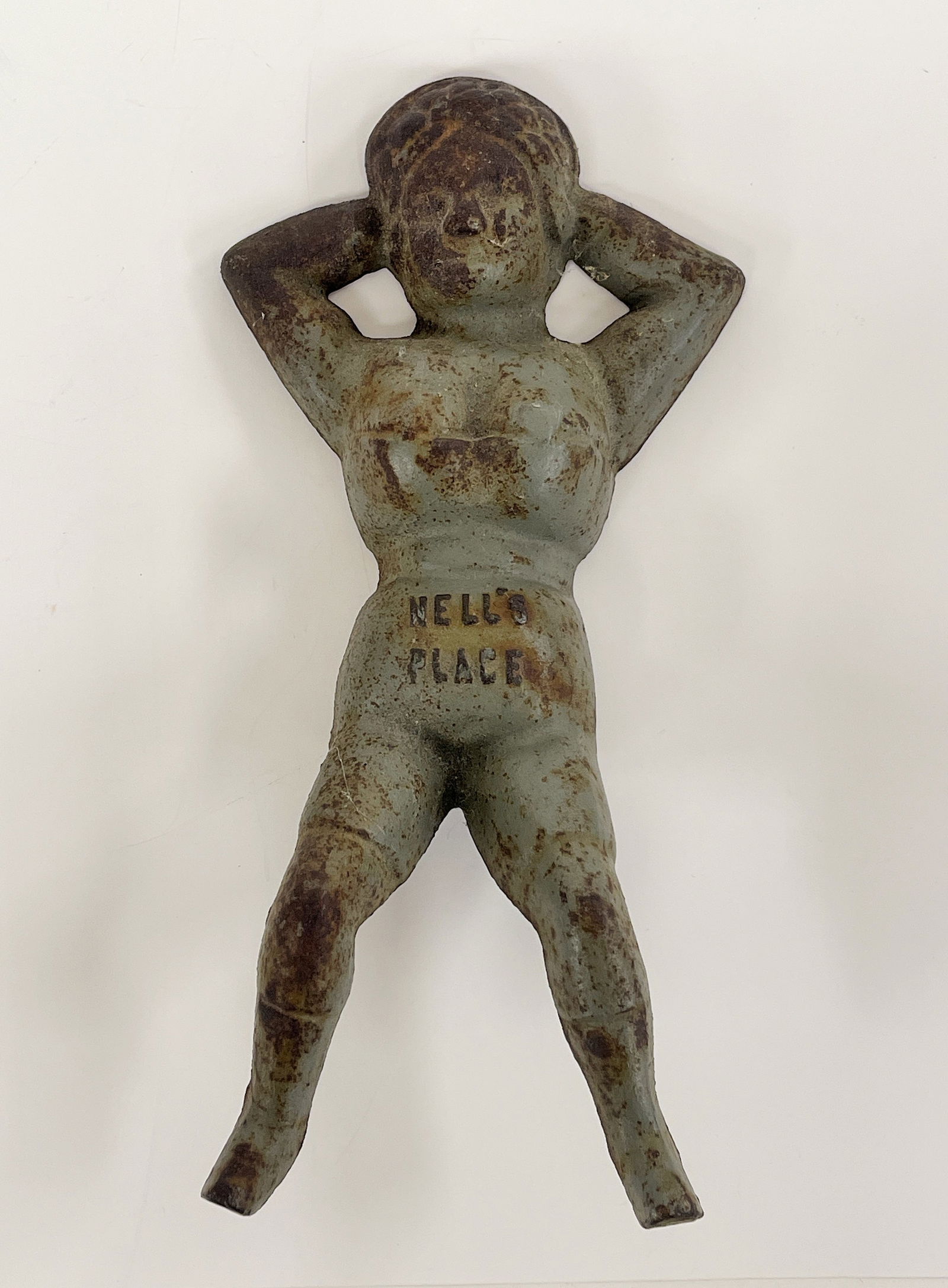 NELLIE BOOTJACK: NELLIE BOOTJACK Rare original blue paint, cast iron, late 19th C, excellent condition.