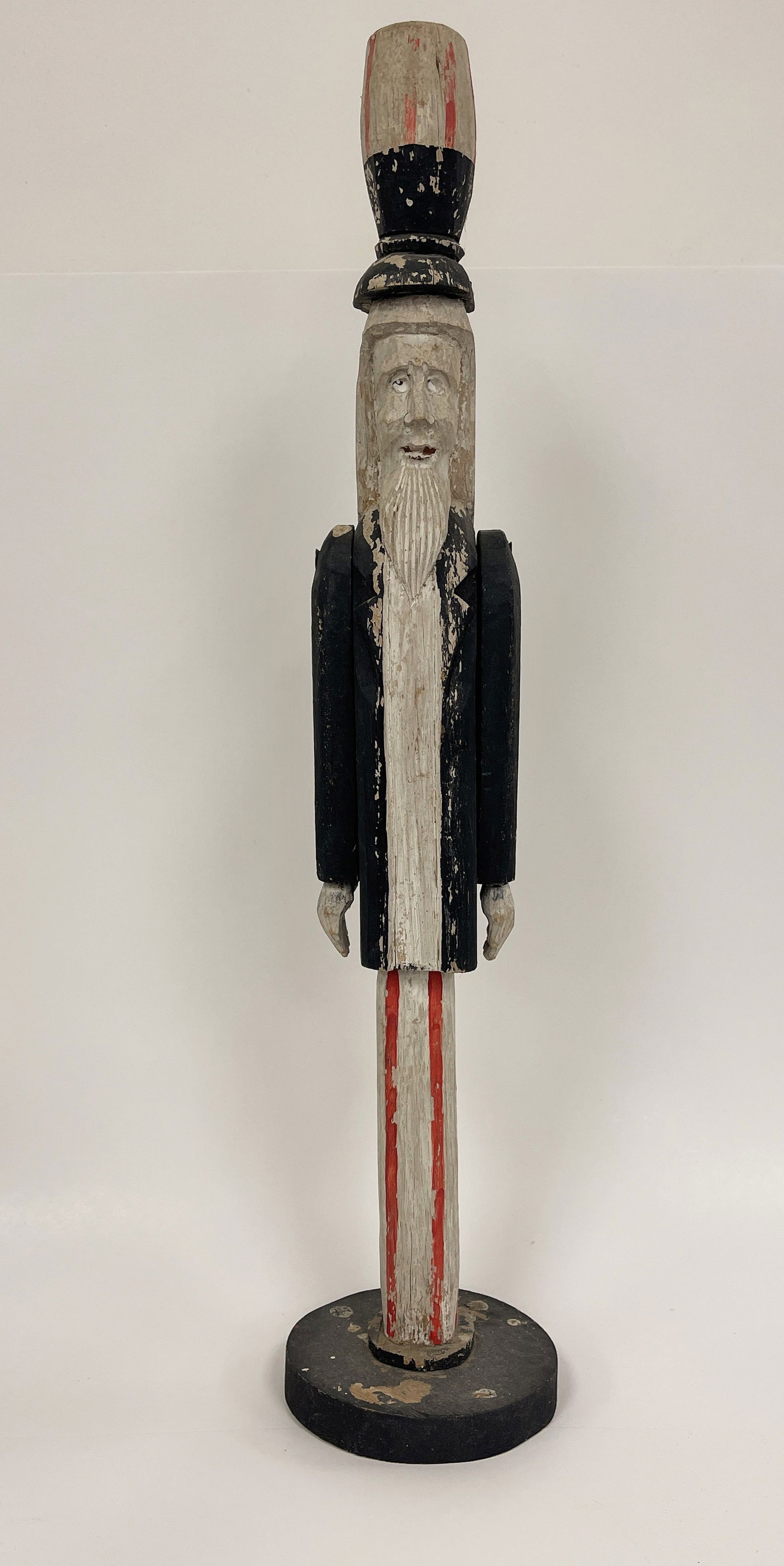 UNCLE SAM CARVING: UNCLE SAM CARVING Original paint, circular base, C 1920’s, excellent condition.