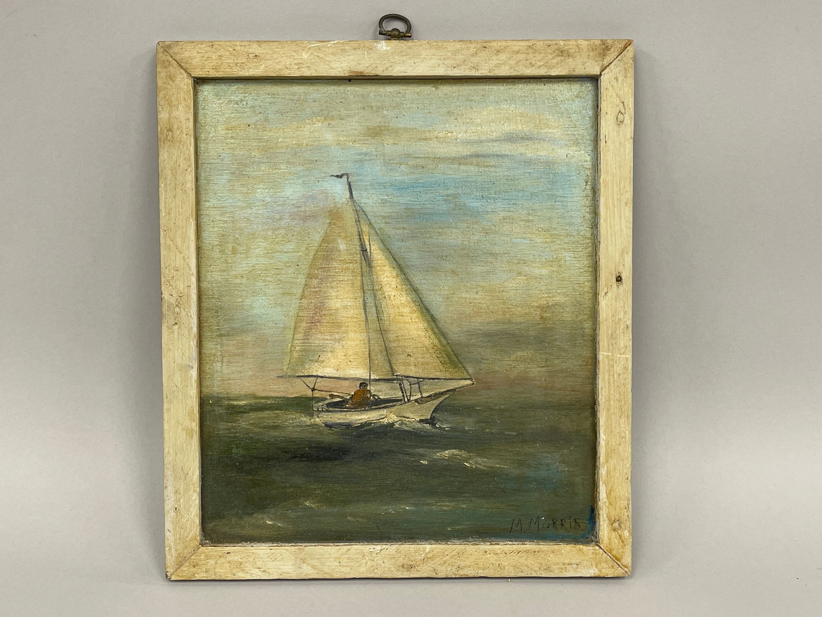 SAILBOAT PAINTING: SAILBOAT PAINTING Oil on panel, late 19th -early 20th C, excellent condition.