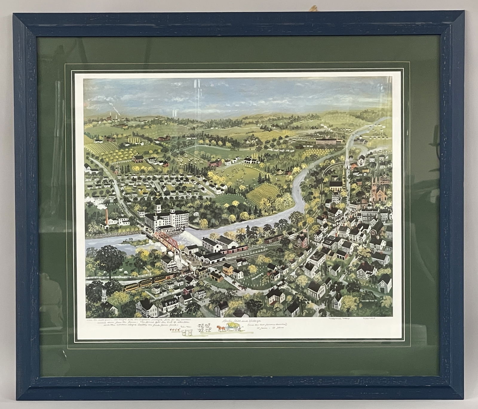TOWN SCENE PRINT: TOWN SCENE PRINT Dated 1989, elaborate scene, highly detailed, excellent condition.