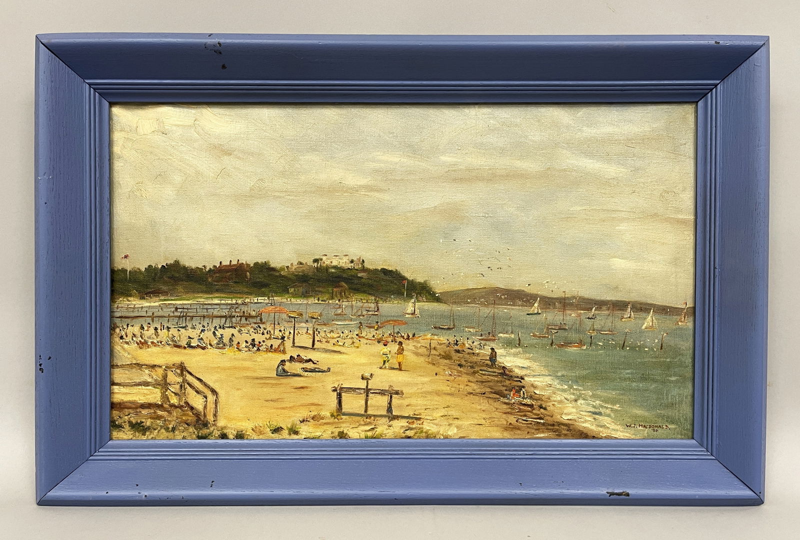 PAINTING, COTUIT BEACH 1950: PAINTING, COTUIT BEACH , CAPE COD O/C, dated 1950, excellent condition.