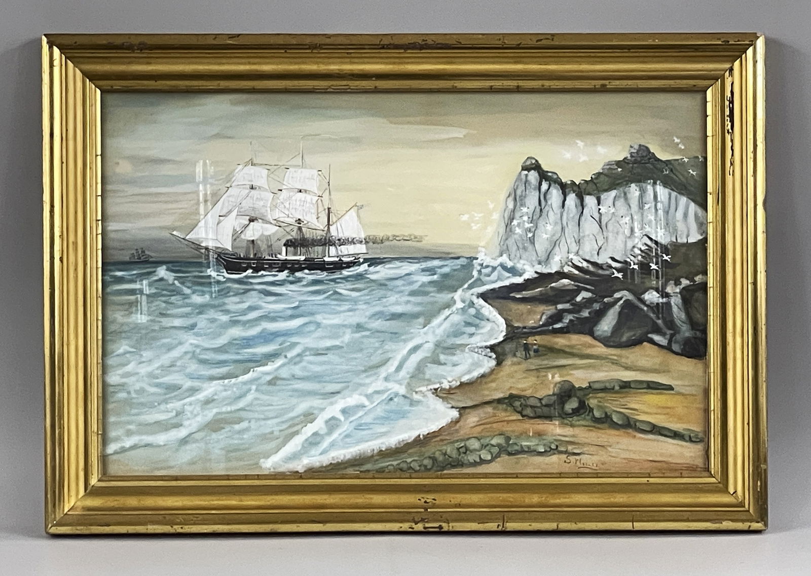 SLOOP KEARSARGE PAINTING: SLOOP KEARSARGE PAINTING Watercolor on paper, C 1904, excellent condition.