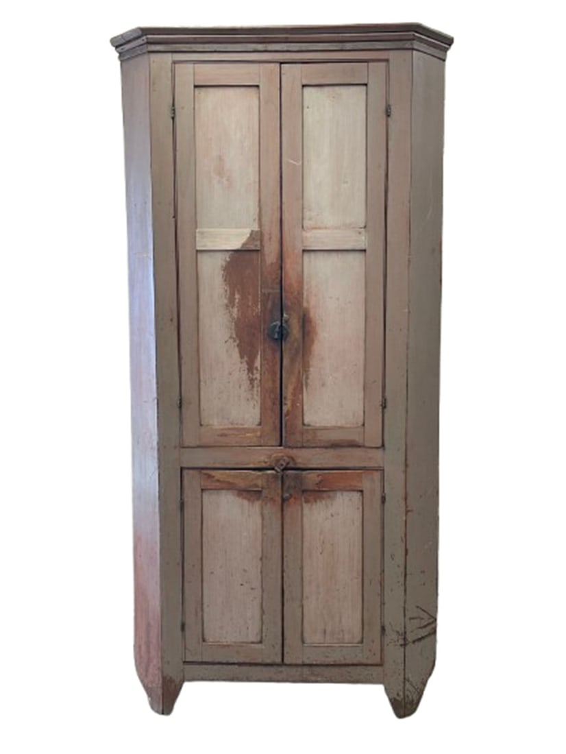 EARLY PAINTED TWO DOOR CORNER CUPBOARD (1 of 4)