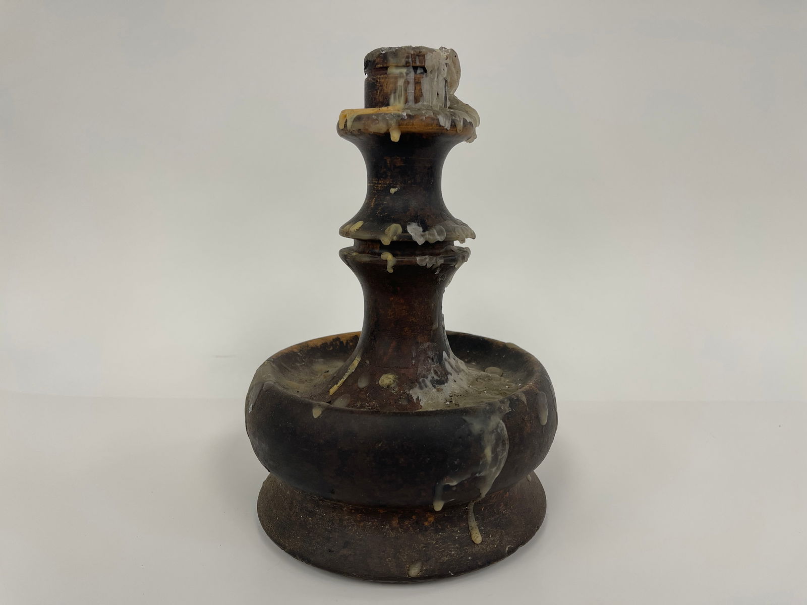 TURNED WOOD BASE 17THC CANDLESTICK (1 of 4)