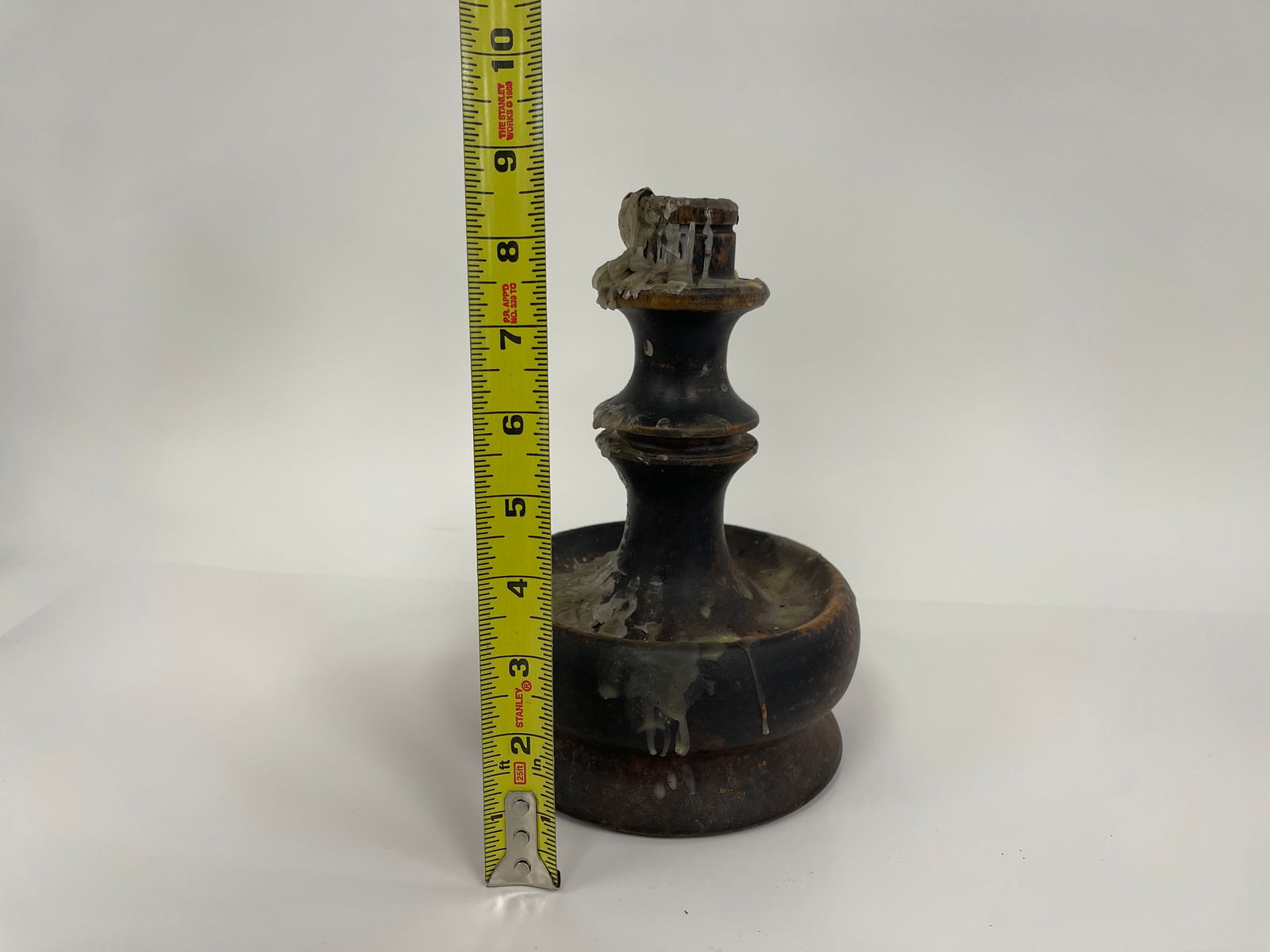 TURNED WOOD BASE 17THC CANDLESTICK - 3