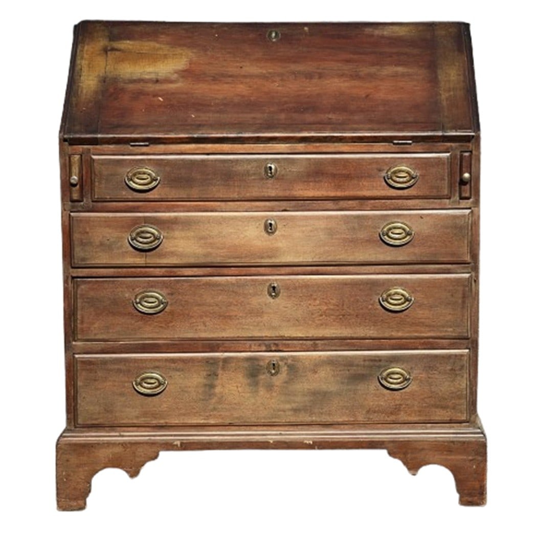 18TH C QA SLANT LID DESK IN CHERRY , CT . C. 1740 OLD SURFACE (1 of 5)