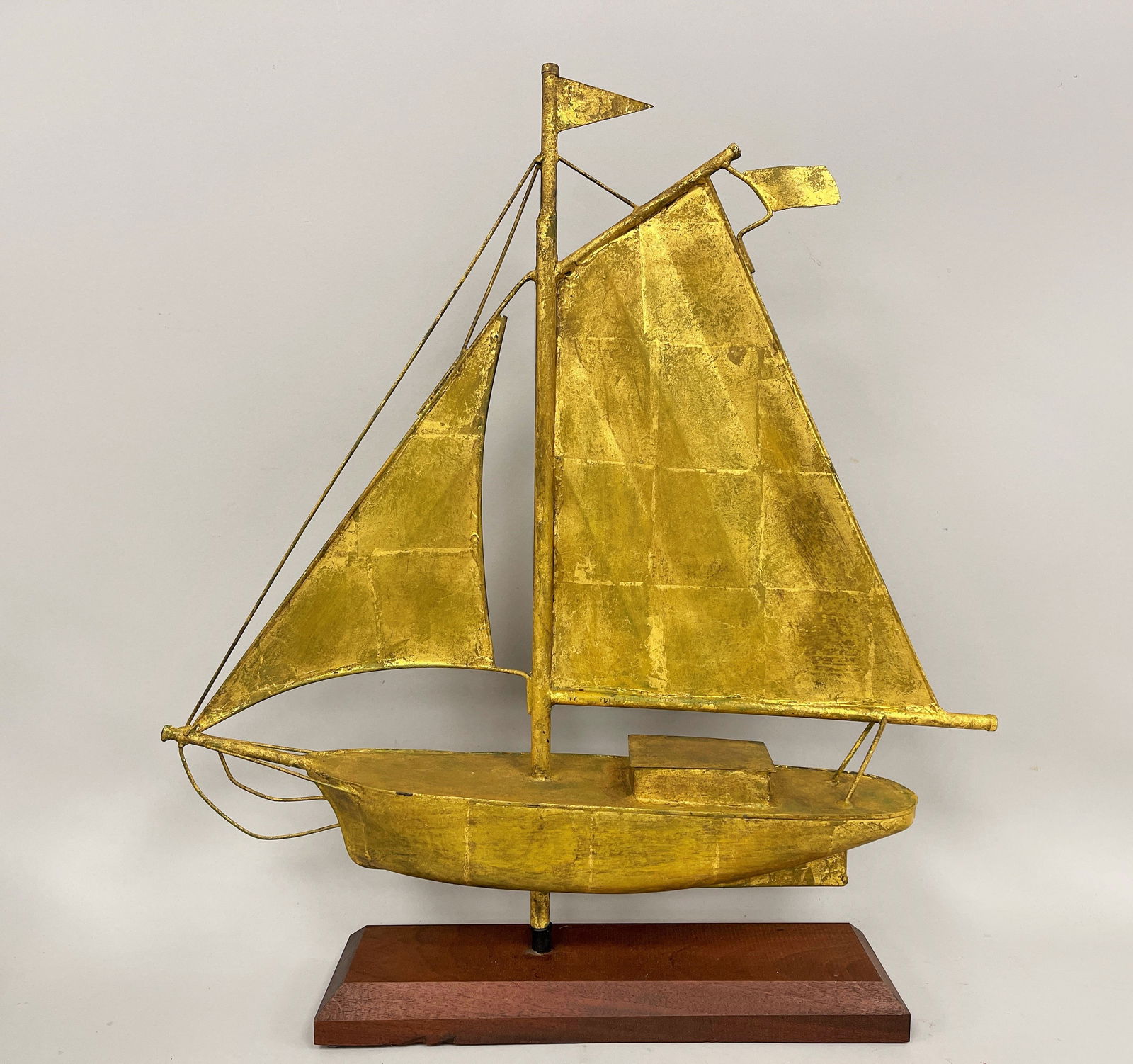 SLOOP WEATHERVANE , MOLDED COPPER WITH WORN GILDED SURFACE - 2