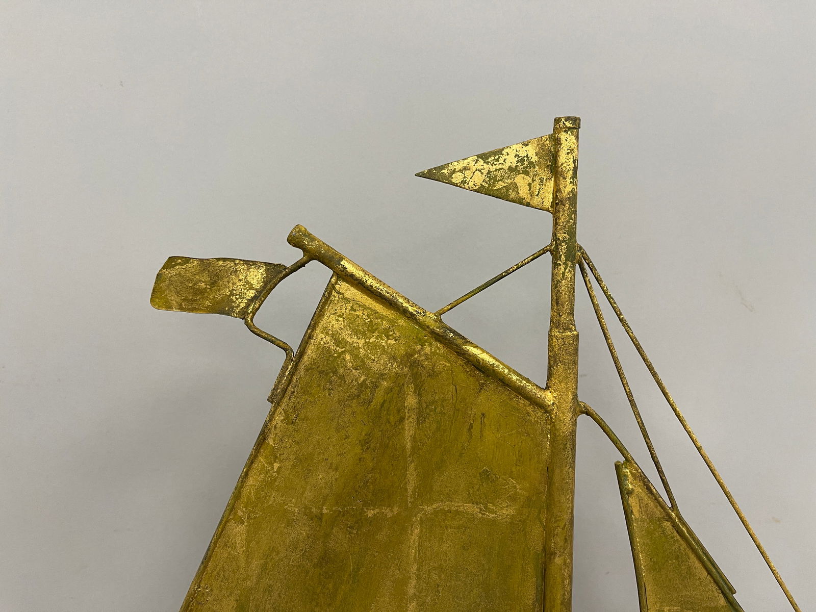 SLOOP WEATHERVANE , MOLDED COPPER WITH WORN GILDED SURFACE - 3