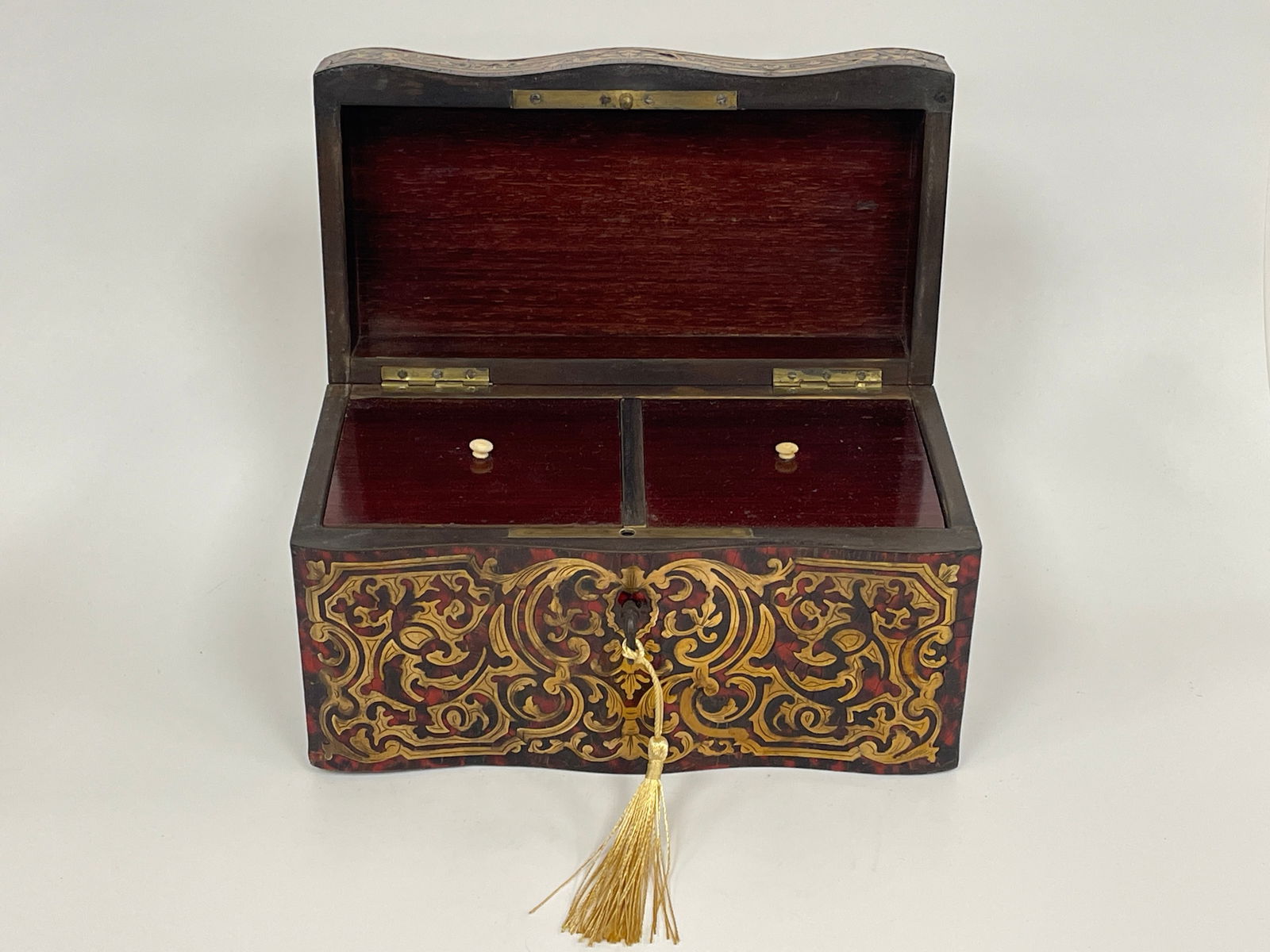 MARQUETRY BOULLE TEA CADDY - 3