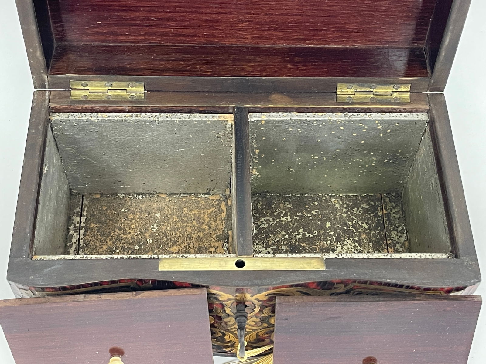 MARQUETRY BOULLE TEA CADDY - 4