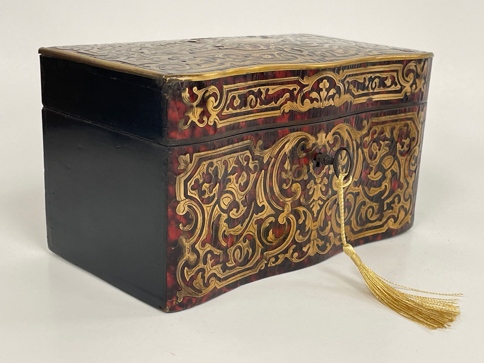 MARQUETRY BOULLE TEA CADDY - 5