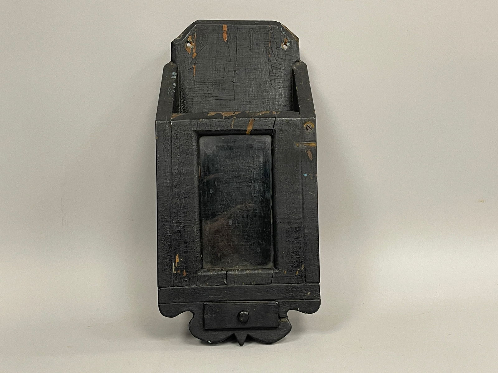 BLUE PAINTED WALL BOX WITH DRAWER (1 of 7)