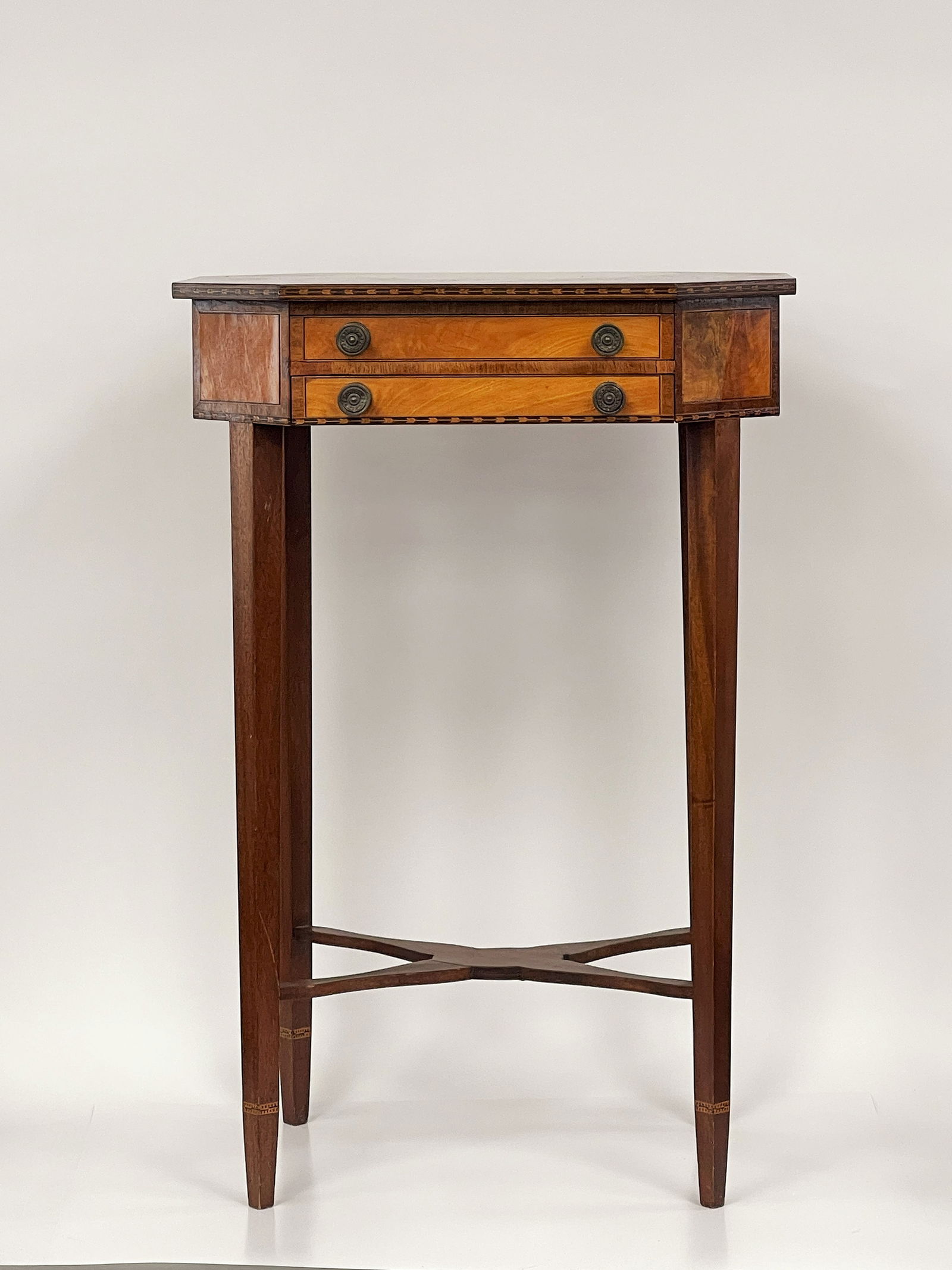 TWO DRAWER OCTAGONAL INLAYED STAND (1 of 8)