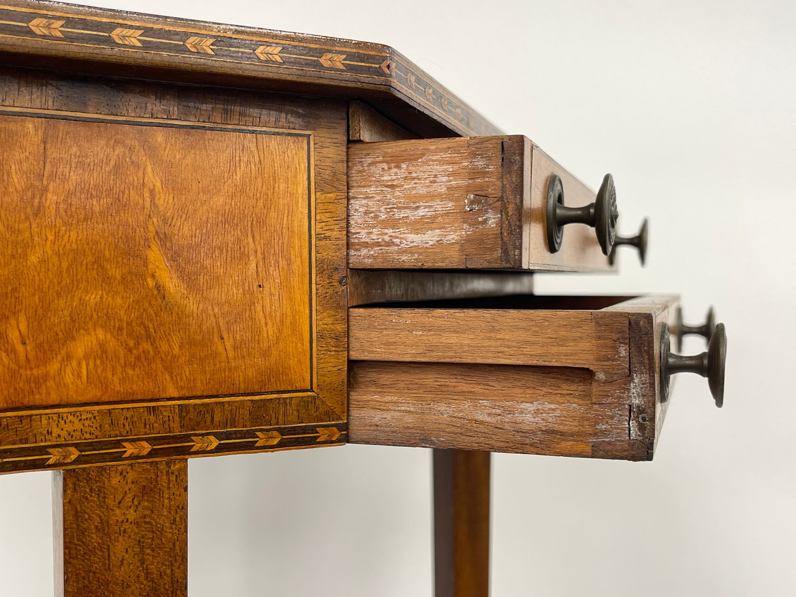 TWO DRAWER OCTAGONAL INLAYED STAND - 3