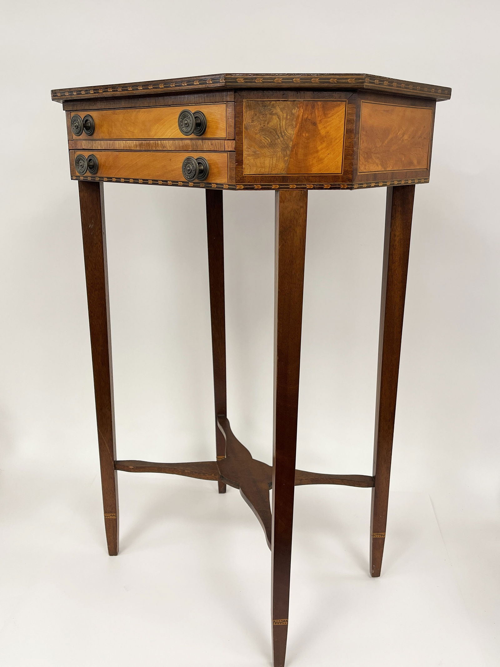 TWO DRAWER OCTAGONAL INLAYED STAND - 5