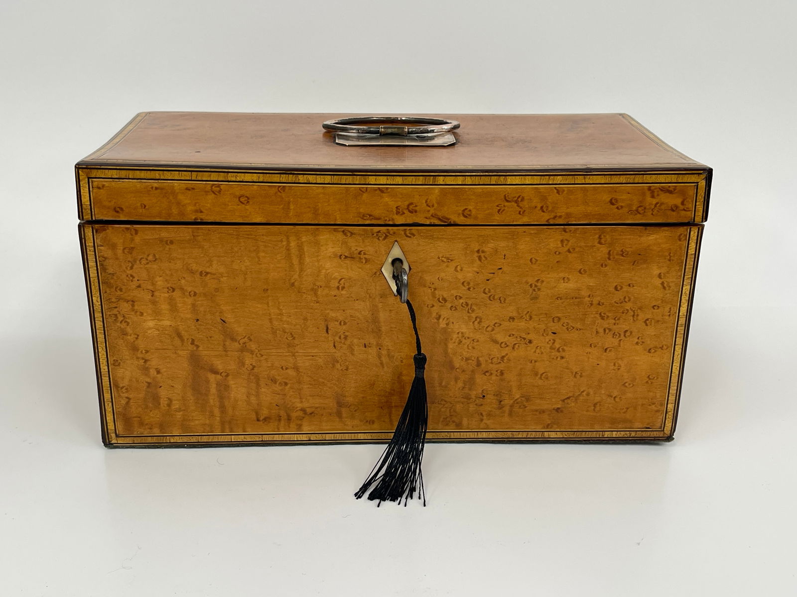 LARGE 19THC BIRDS EYE MAPLE TEA CADDY WITH MIXING BOWL AND DOUBLE COMPARTMENTS (1 of 7)