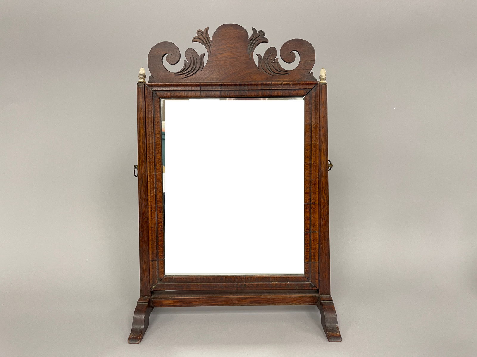 QA LOVELY DRESSING MIRROR W/BONE FINIALS AND LOVELY DEEP COLOR (1 of 6)