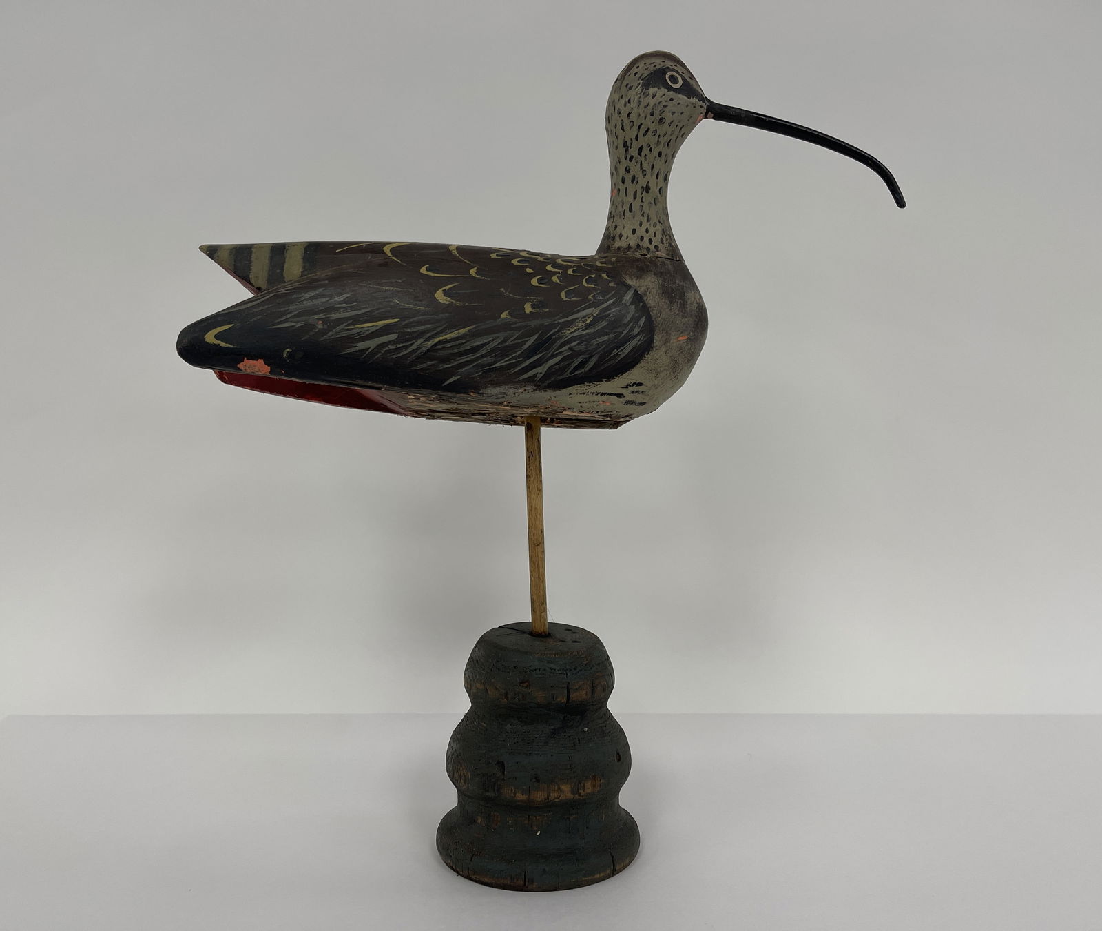 SHORE BIRD CURLEW DECOY IN ORIGINAL PAINT: SHORE BIRD CURLEW DECOY IN ORIGINAL PAINT