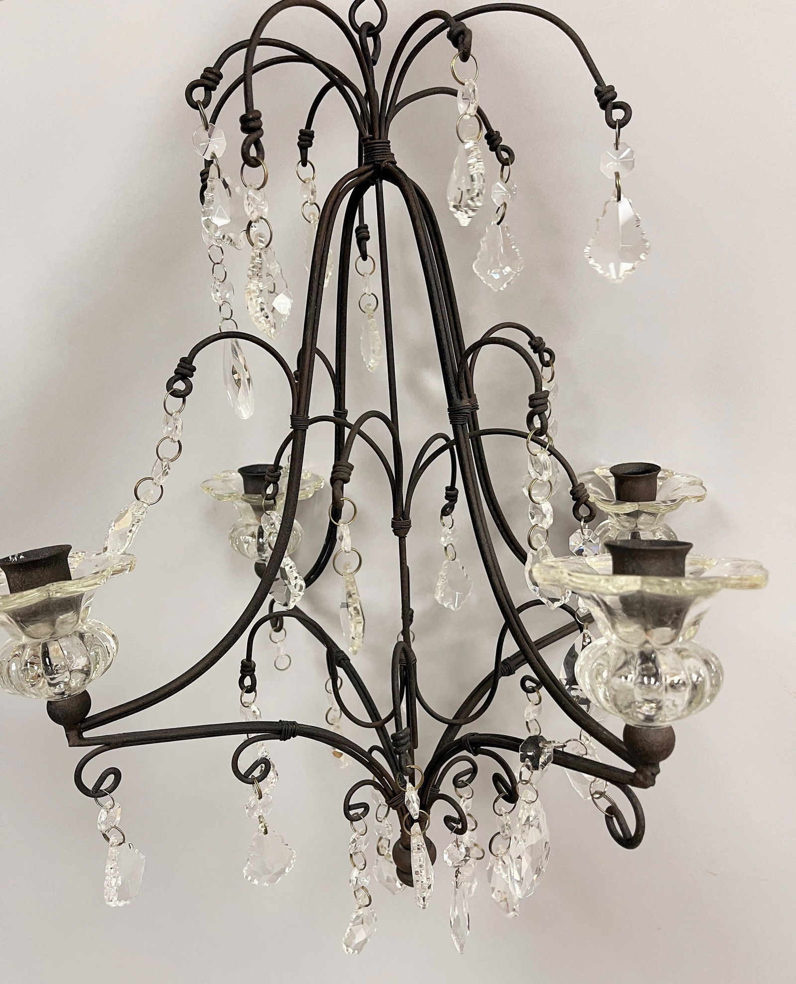 IRON / GLASS CHANDELIER: IRON / GLASS CHANDELIER