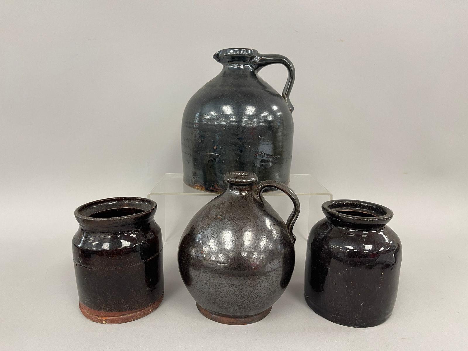 4 MISC REDWARE TWO JUGS, TWO JARS (1 of 5)