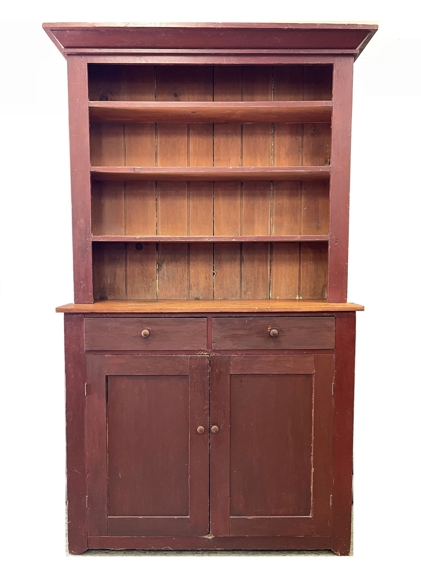 19TH C PAINTED STEP BACK CUPBOARD (1 of 8)