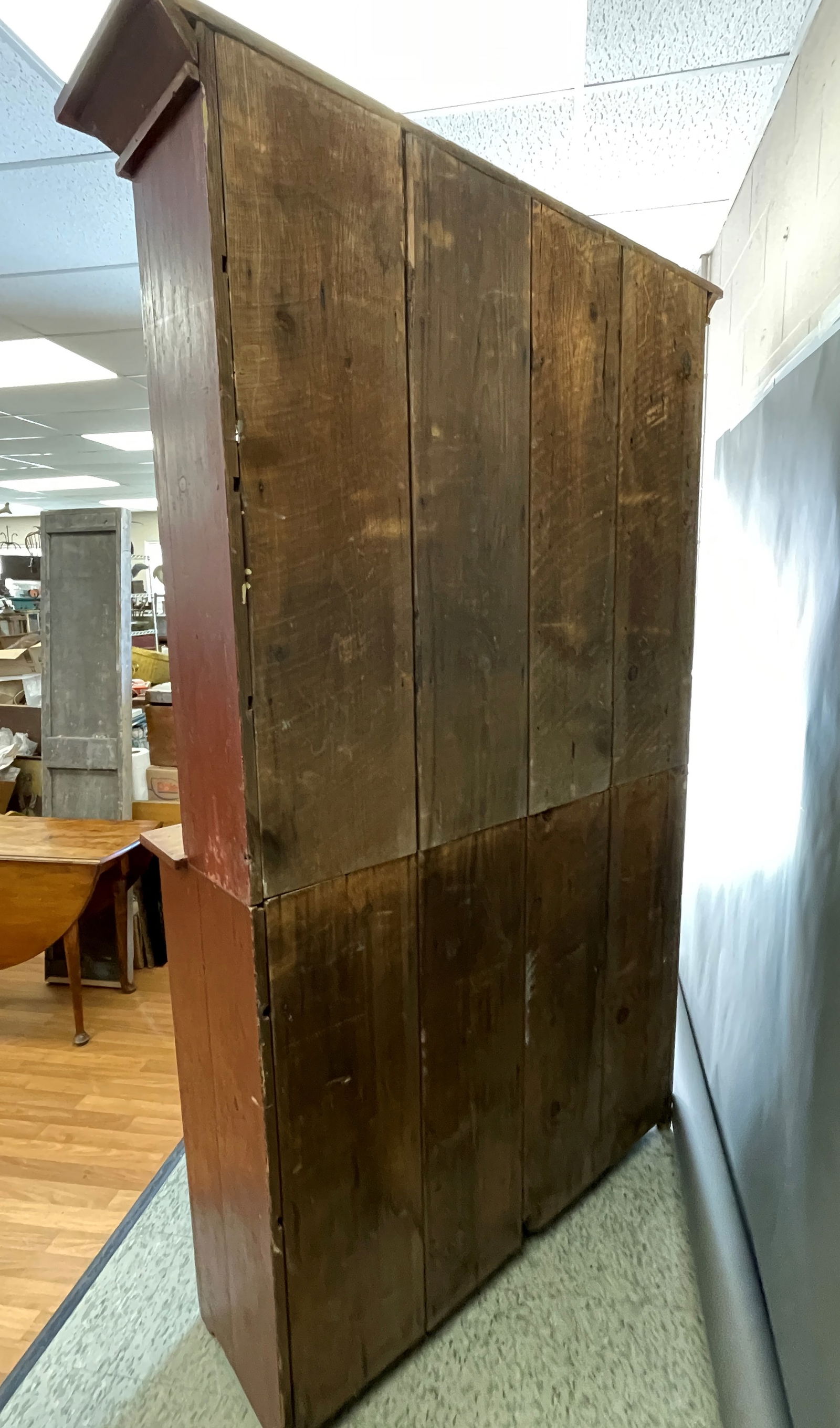 19TH C PAINTED STEP BACK CUPBOARD - 7