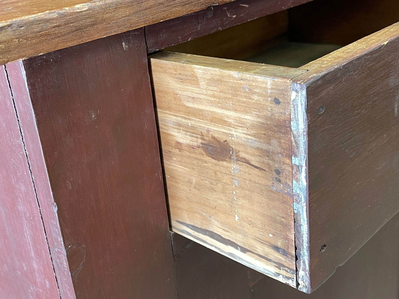 19TH C PAINTED STEP BACK CUPBOARD - 8