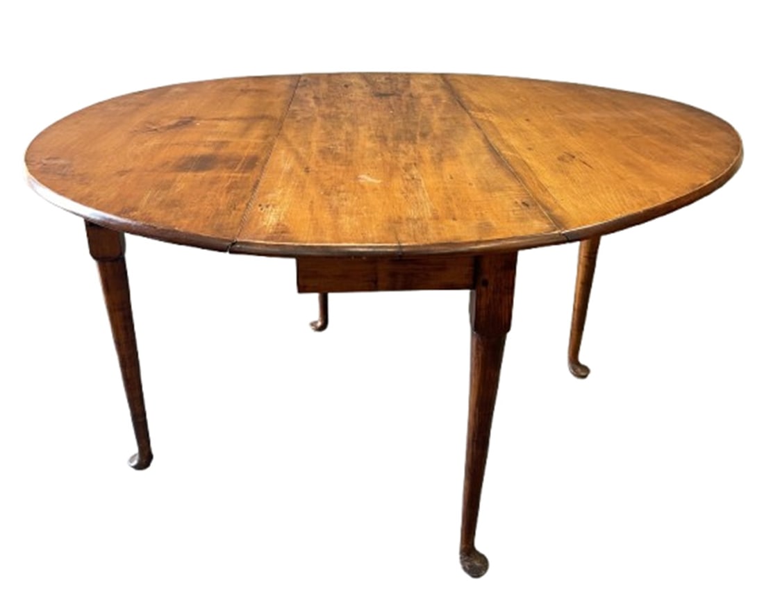 QUEEN ANNE TIGER MAPLE TABLE DROP LEAF DINING TABLE - 2