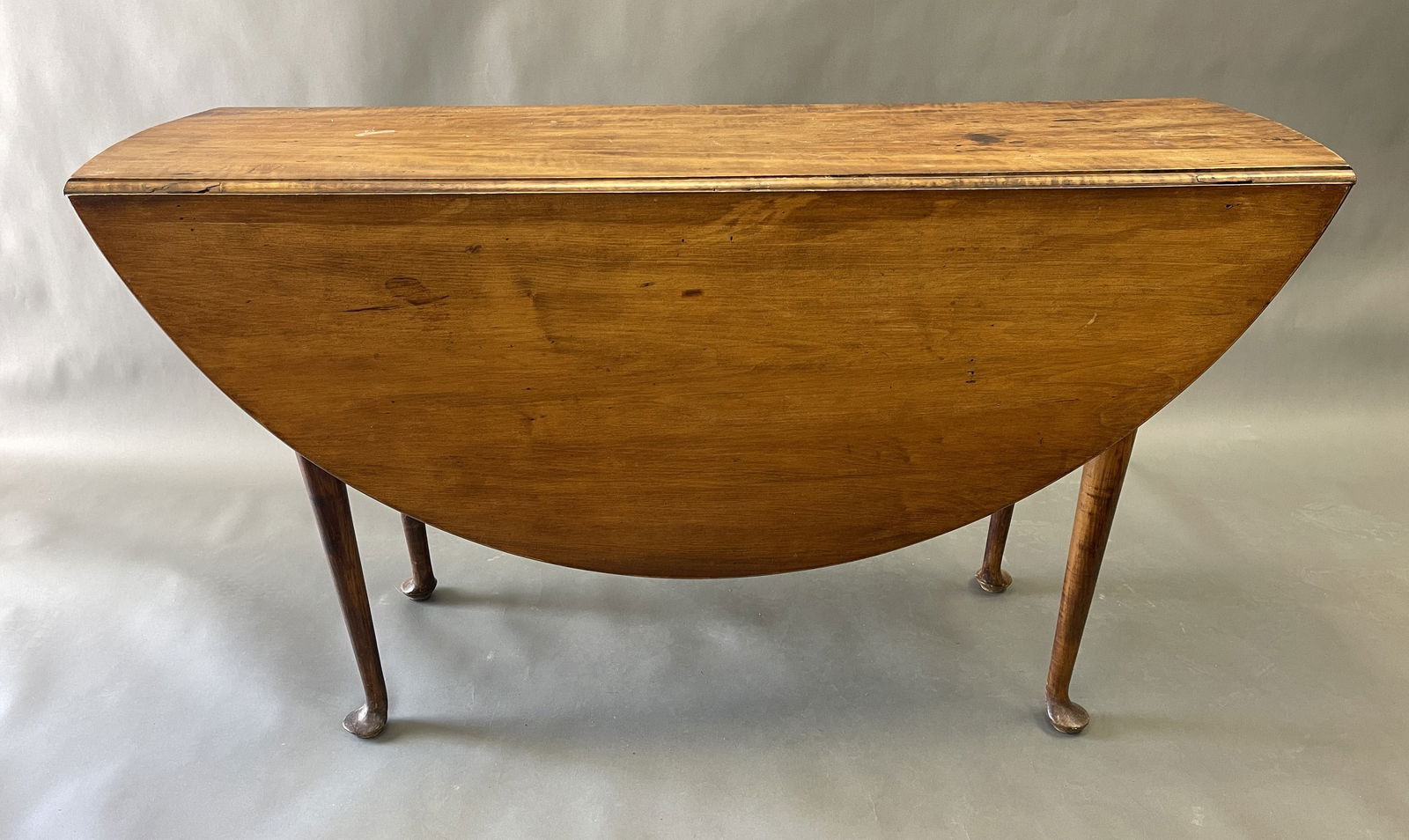 QUEEN ANNE TIGER MAPLE TABLE DROP LEAF DINING TABLE - 4