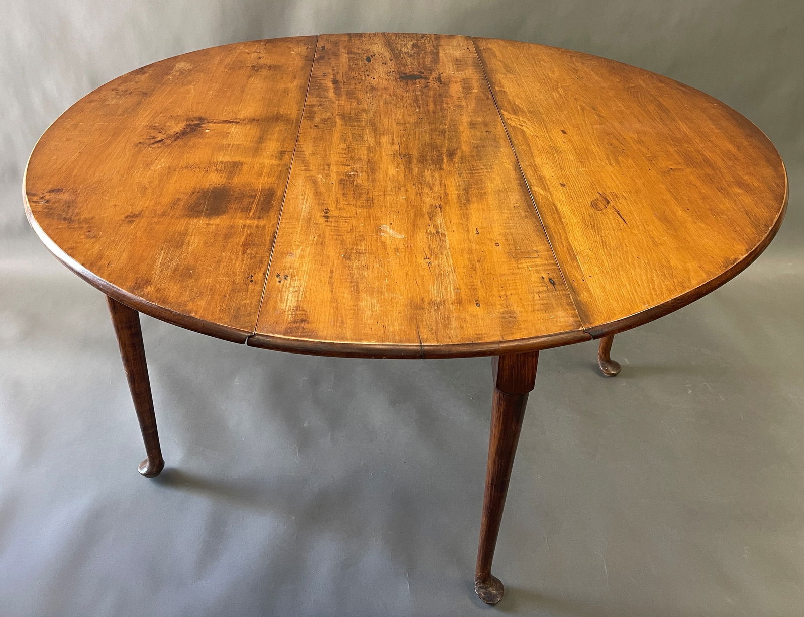 QUEEN ANNE TIGER MAPLE TABLE DROP LEAF DINING TABLE - 5