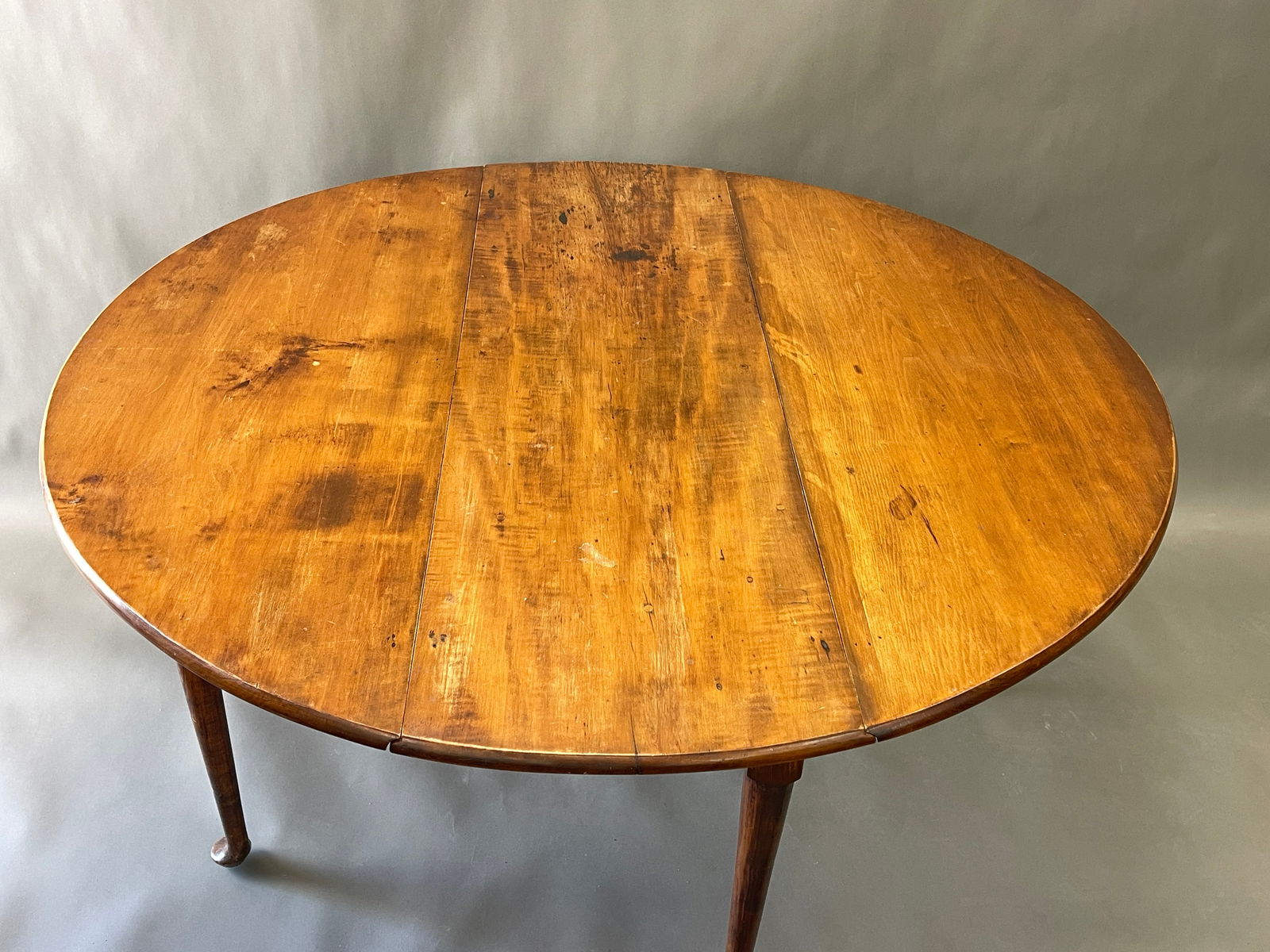 QUEEN ANNE TIGER MAPLE TABLE DROP LEAF DINING TABLE - 6