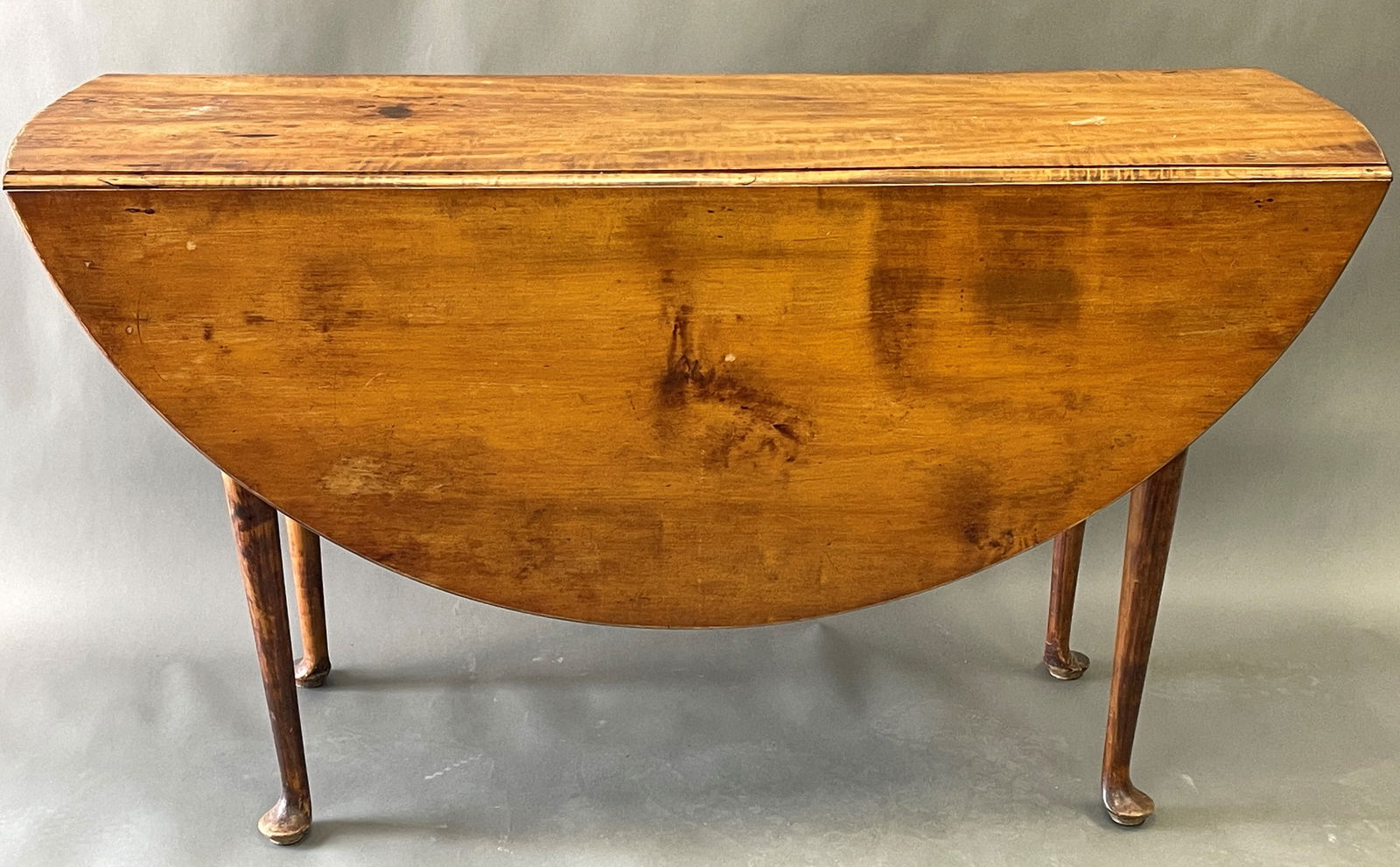 QUEEN ANNE TIGER MAPLE TABLE DROP LEAF DINING TABLE - 7